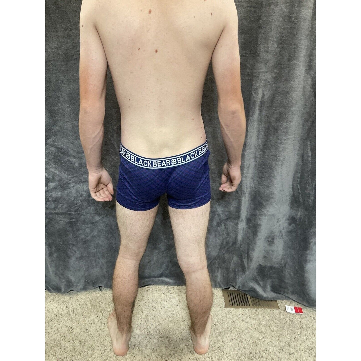 men's medium athletic trunk style black bear boxer brief Blue, Black, Red Plaid