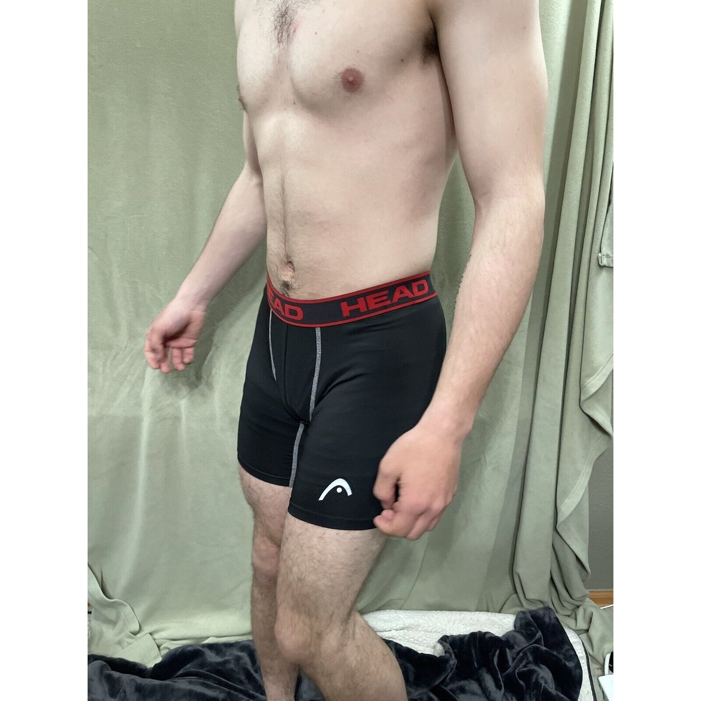 Head Brand Compression Shorts Medium Black With Red Band 1 Pair New