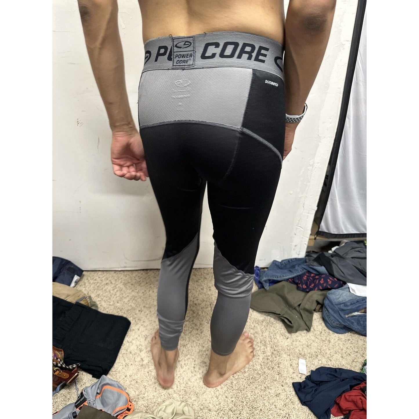 Men’s Champion Duo Dry Medium Black Gray Base Layer Leggings