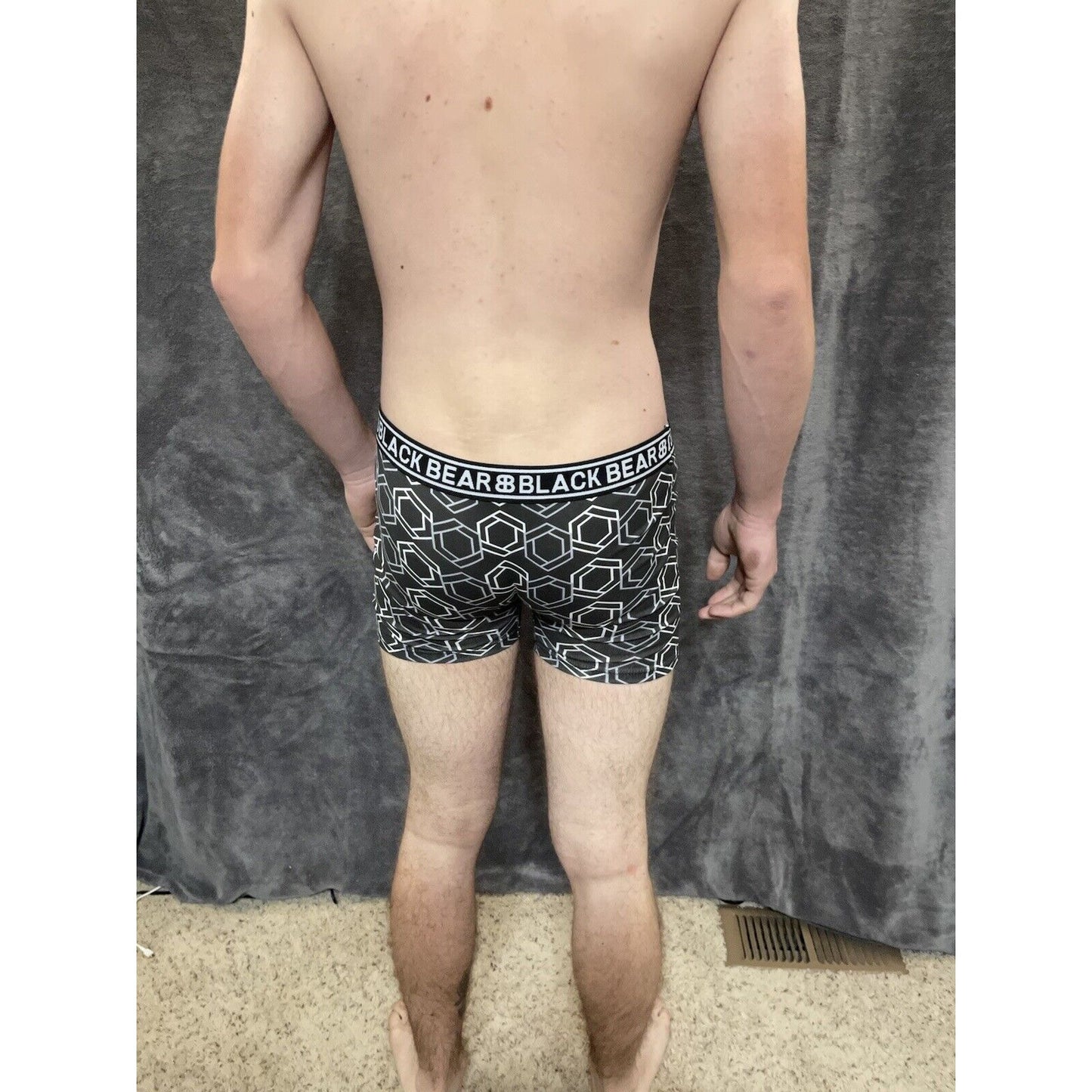 men's medium athletic trunk style black bear boxer brief Black Geometric Design