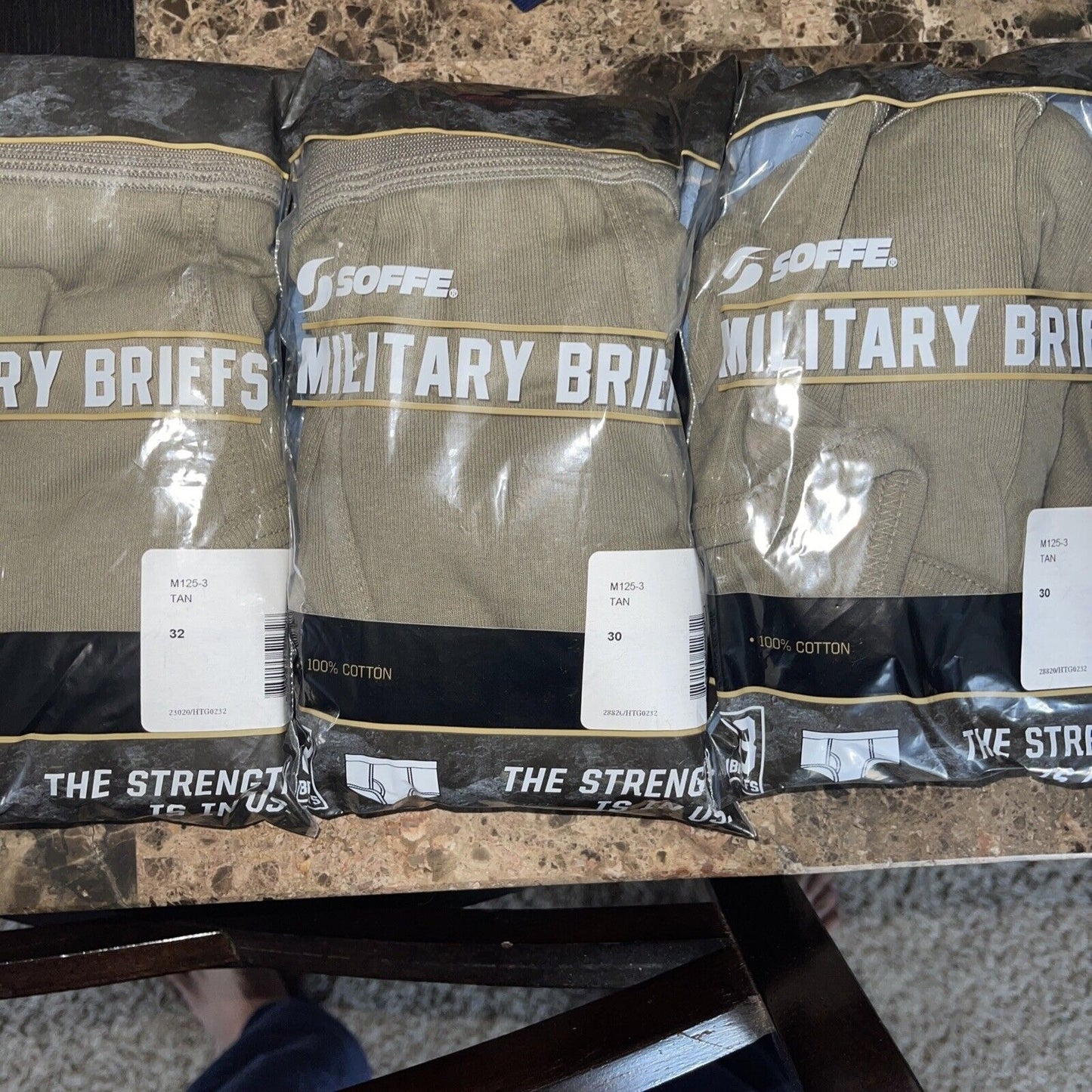 Men’s Soffe Military Briefs Tan Size 32