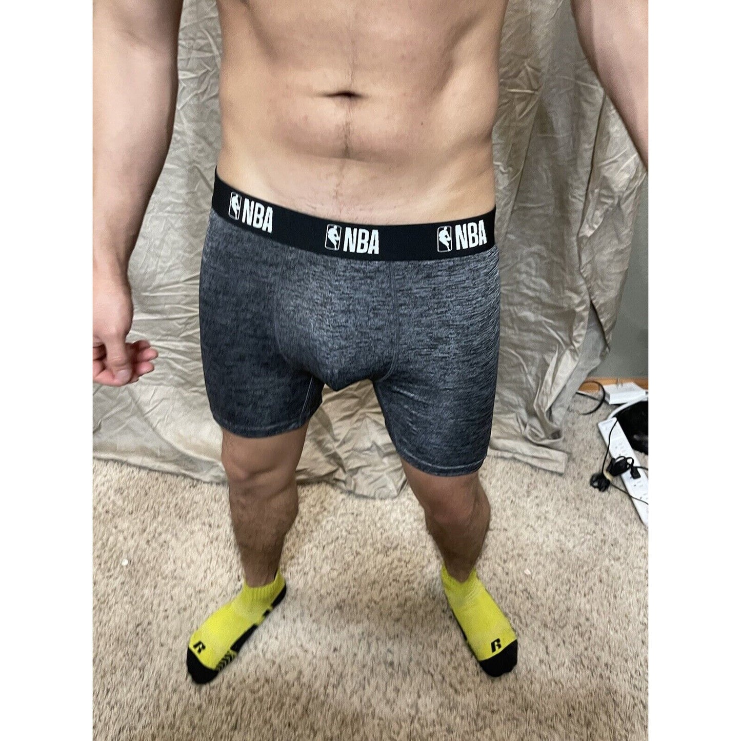 men's NBA gray polyester spandex compression shorts XL New And Unworn