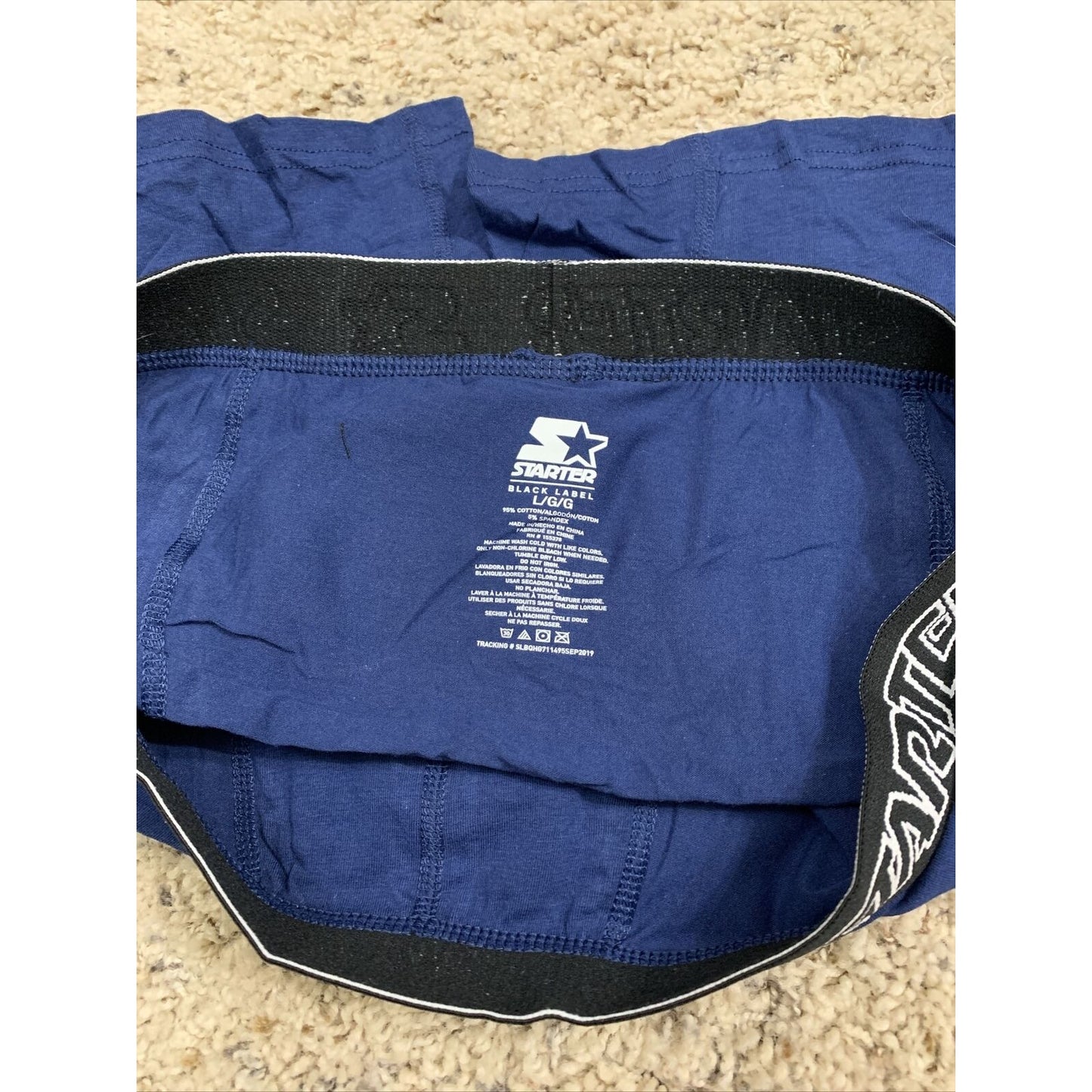 Blue Men’s Large Starter Black Label Compression Shorts 95% Cotton, 5% Spandex