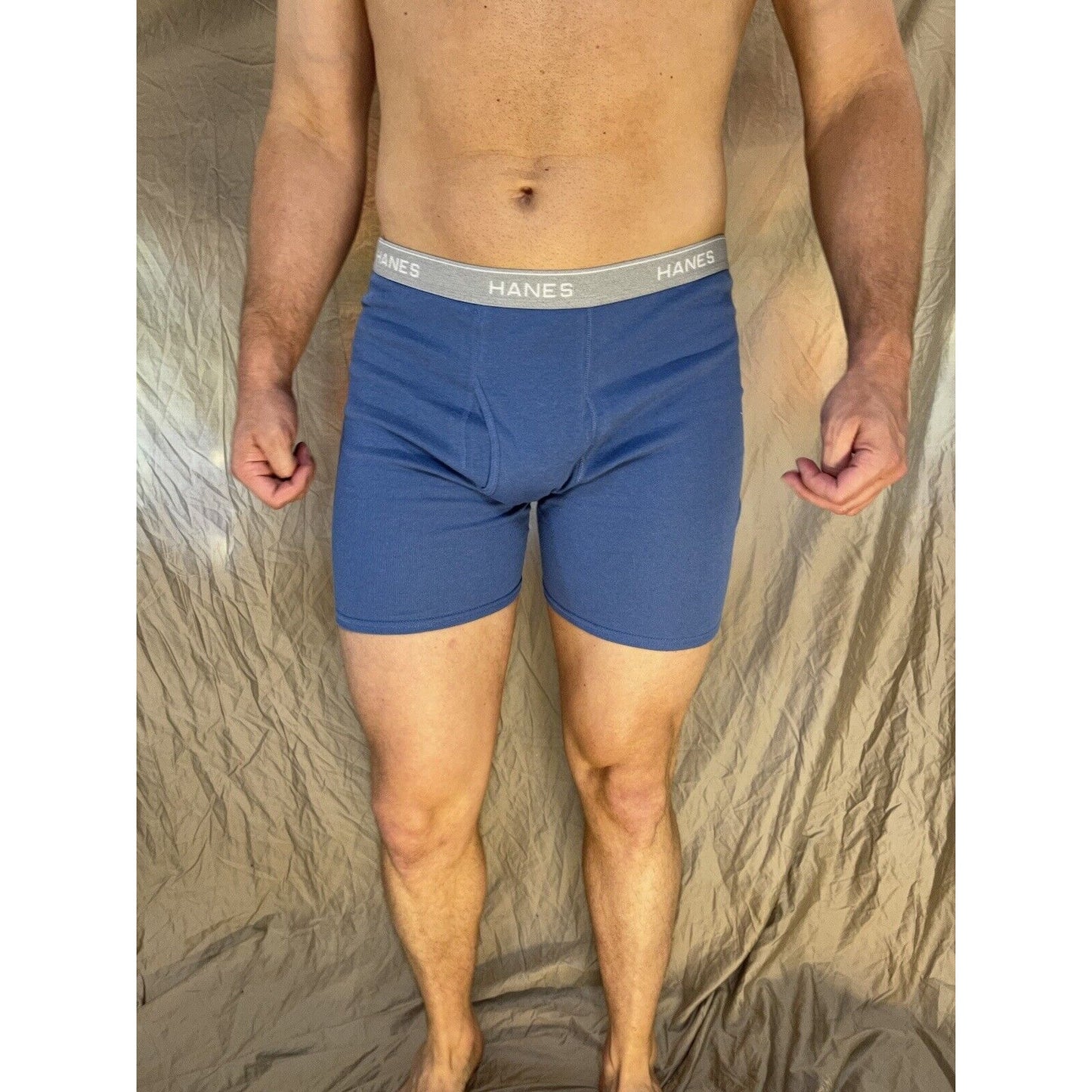 men's hanes Steel Blue boxer brief comfort flex large