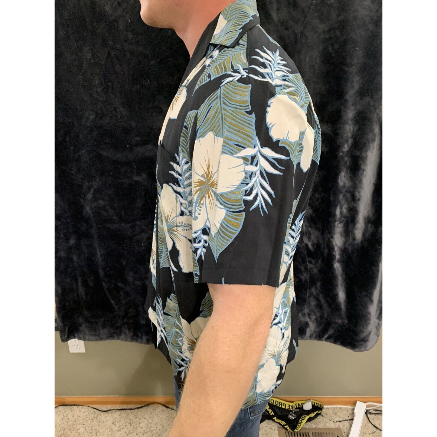 HO ALOHA, USA, Men's Large Hawaiian Tropical ALOHA SHIRT, S/S, Floral Pattern