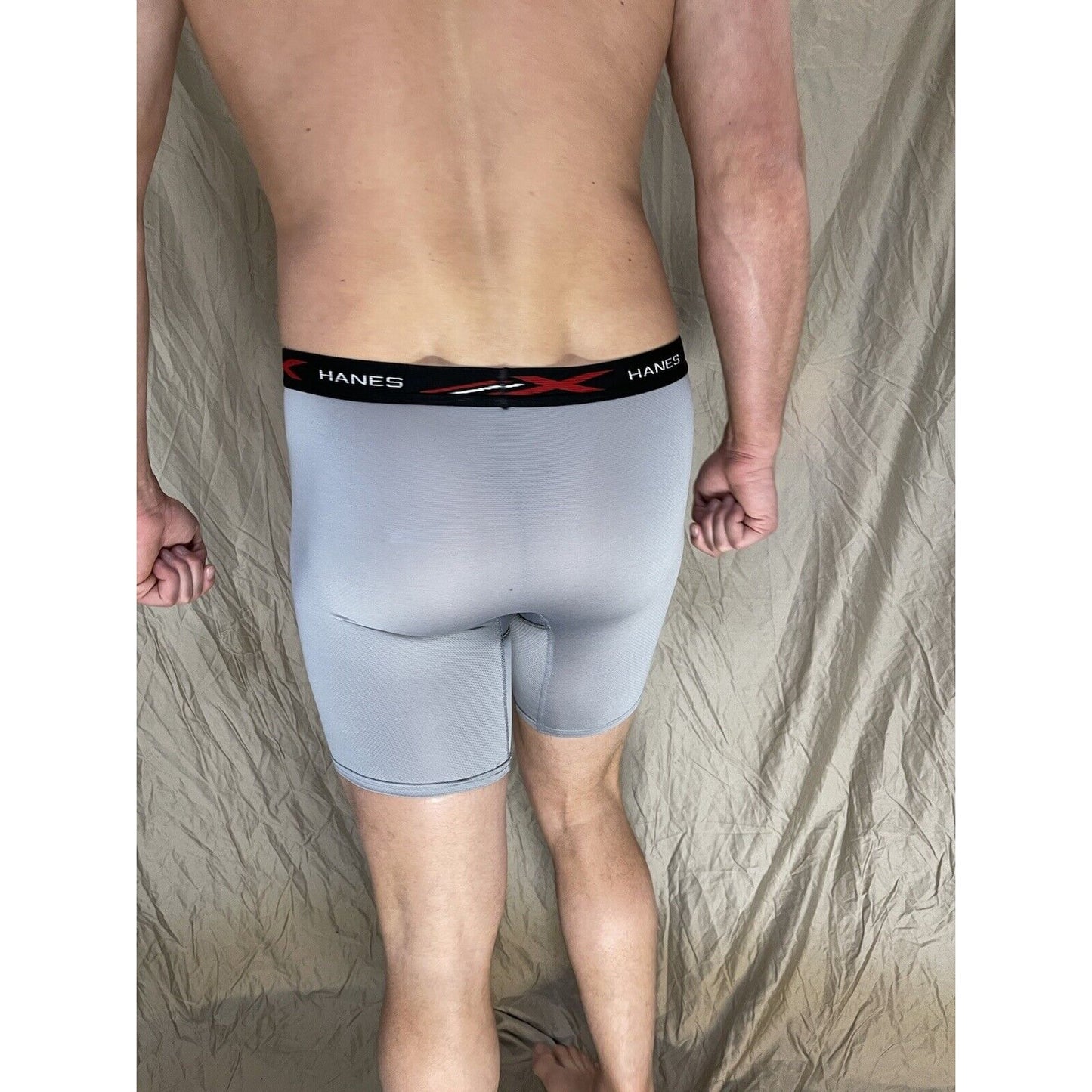 men's hanes x-temp long leg gray black band medium