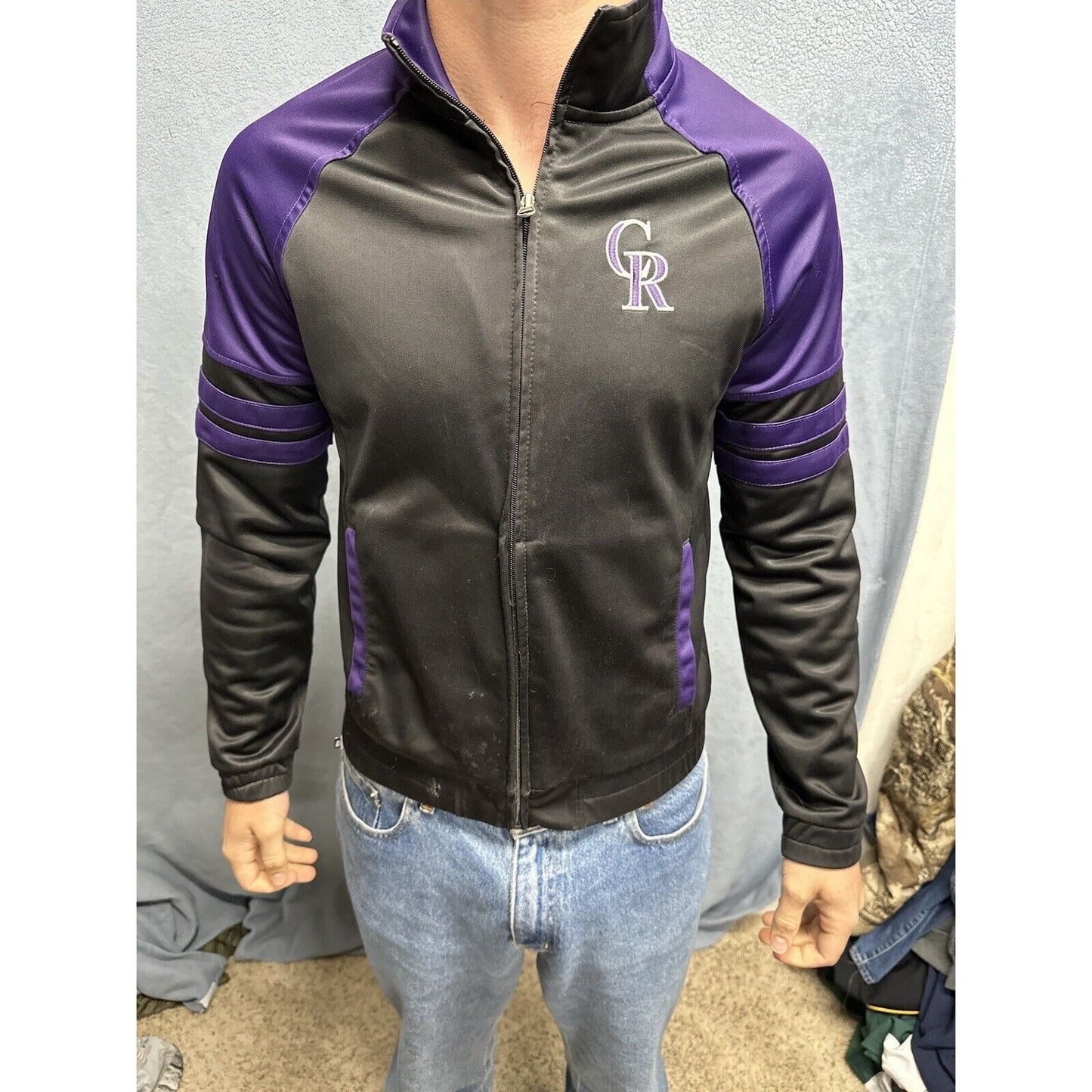 Men’s Carl Banks MLB Genuine Merchandise Purple Black Colorado Rockies M Jacket