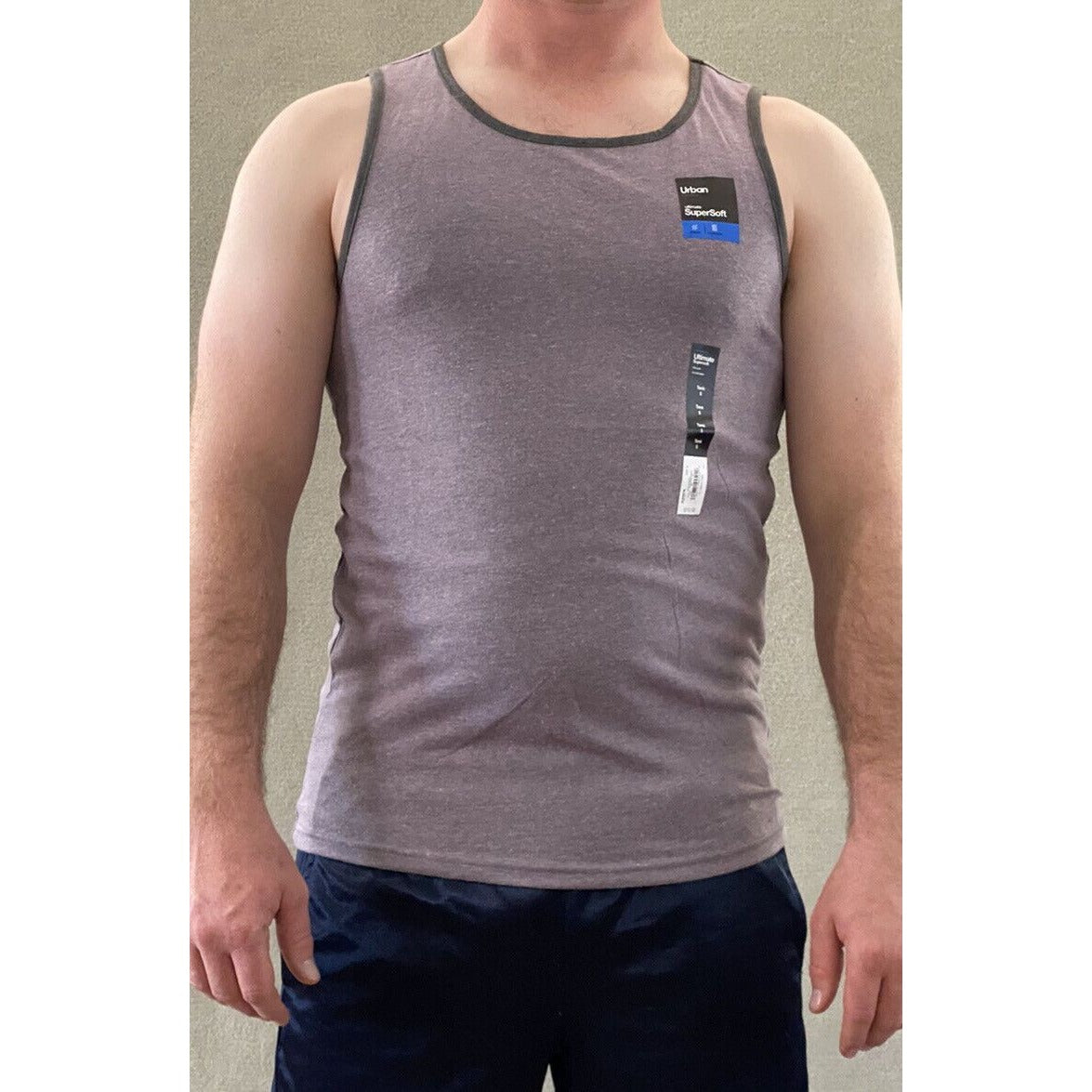 Urban Pipeline Ultimate SuperSoft Men’s Medium Purple & Gray Muscle Tank Top New