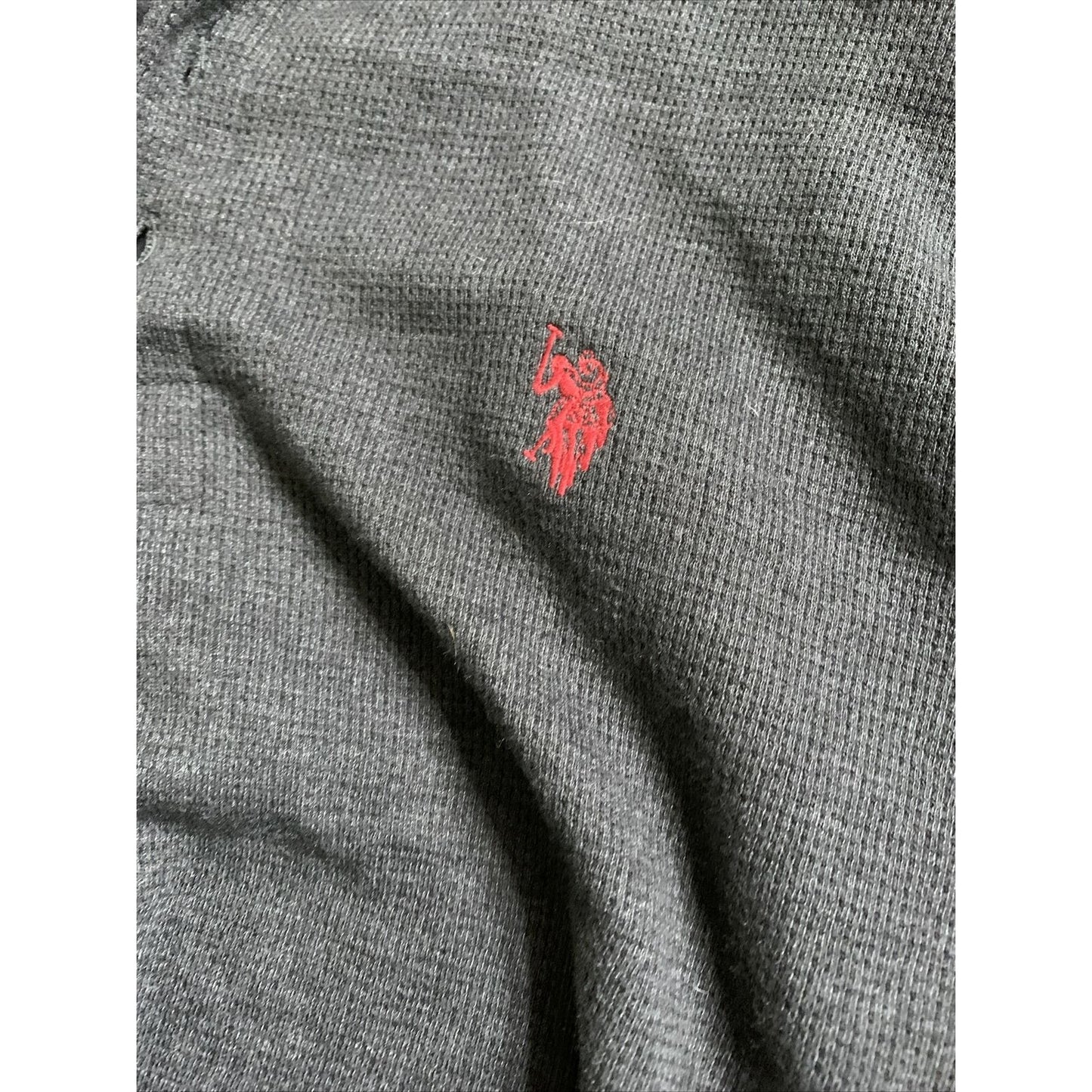 US Polo ASSN Mens Polo Long Sleeve Shirt Dark Gray size Medium