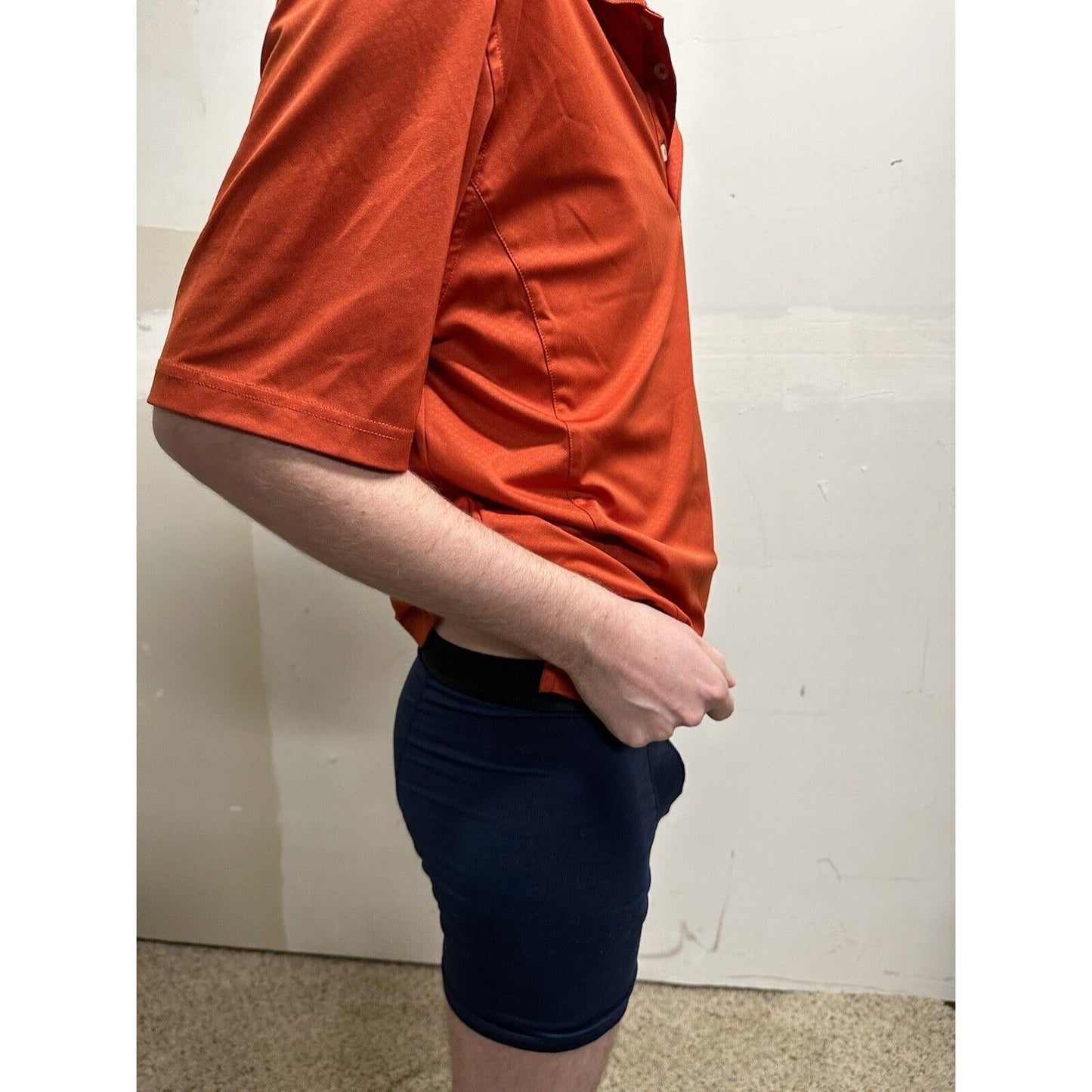 Greg Norman For Tasso Ella Play Dry Orange Medium Polo Shirt Short Sleeve