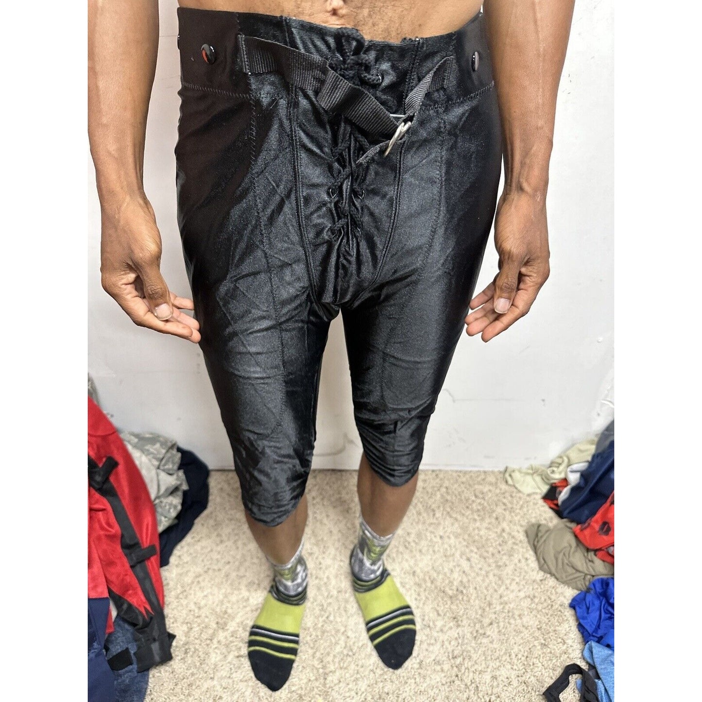 Men’s Black Xl 34-36 Football Pants One Snap Missing