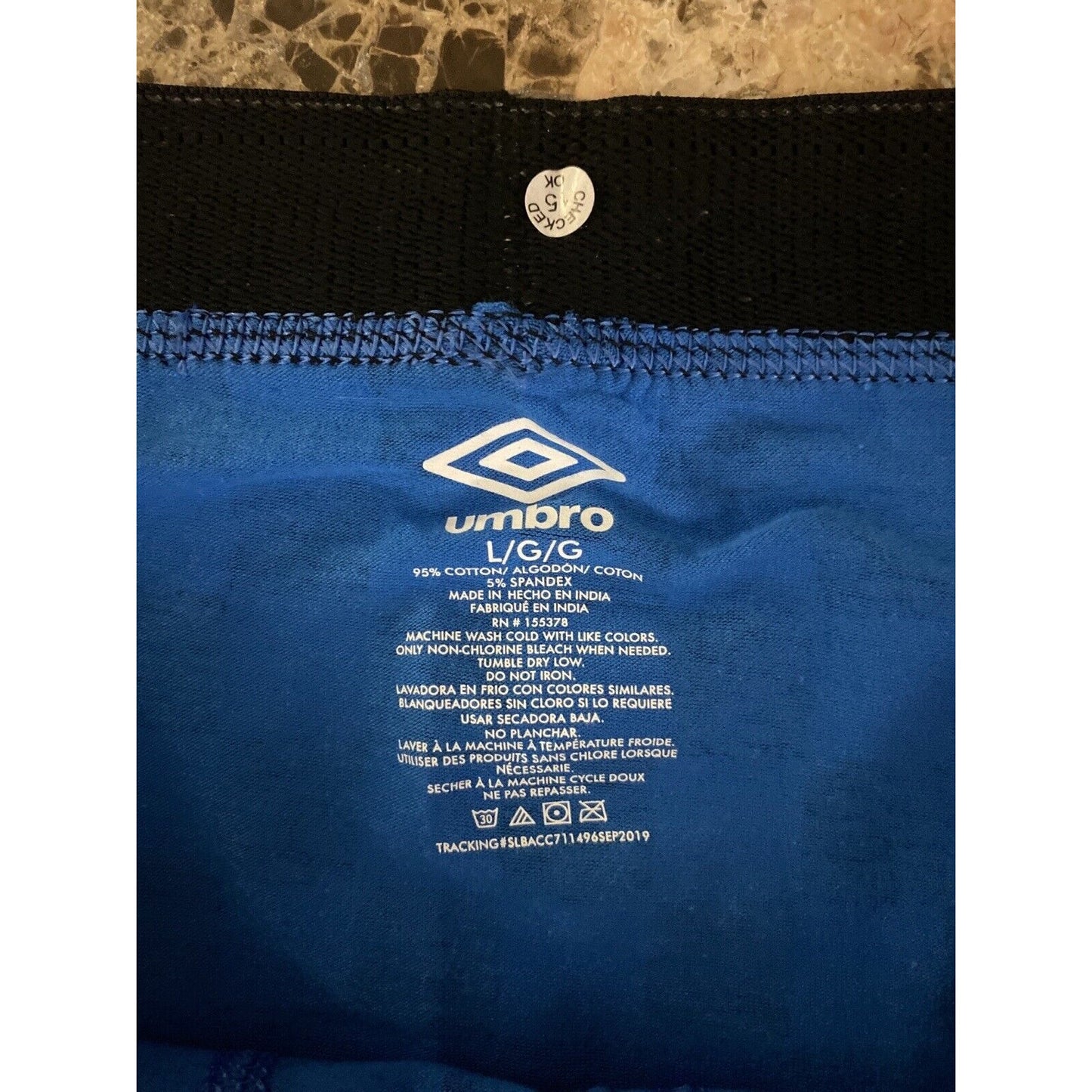 Umbro Men’s Large Bright Blue Checkerboard Cotton Stretch Boxer Briefs NEW