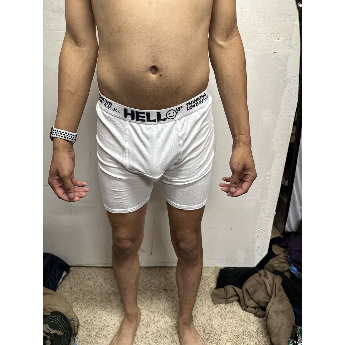 Men’s White Medium Hello Thinking Love For Life Boxer Briefs