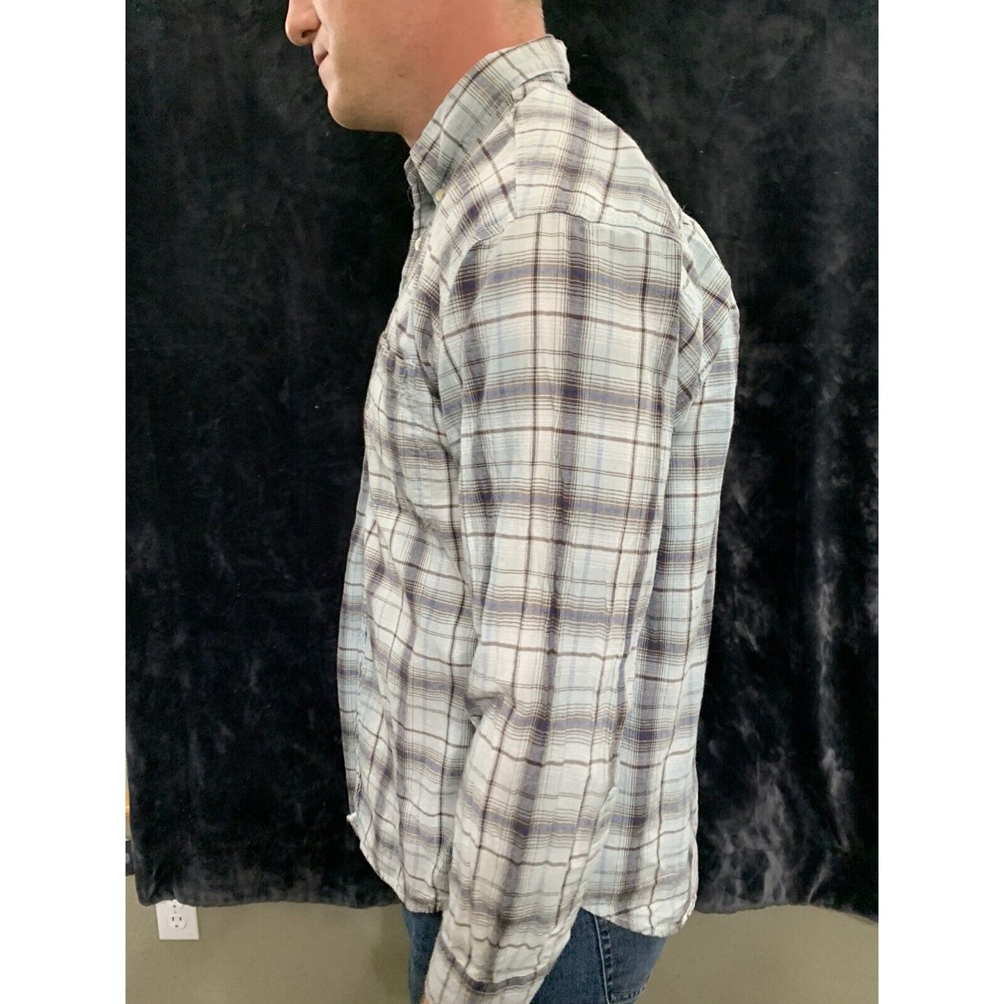 Decoded Plaid Button Up Shirt Men’s Size Button Up Brown/Blue/tan