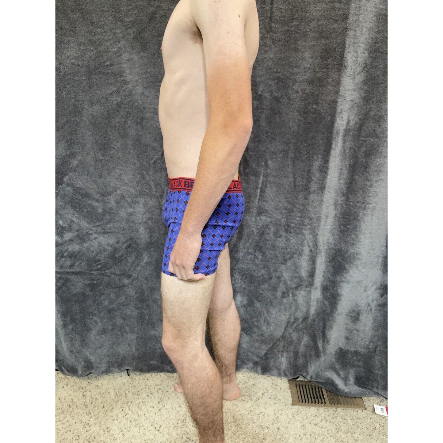 men's medium athletic trunk style black bear boxer brief Blue And Red Plaid