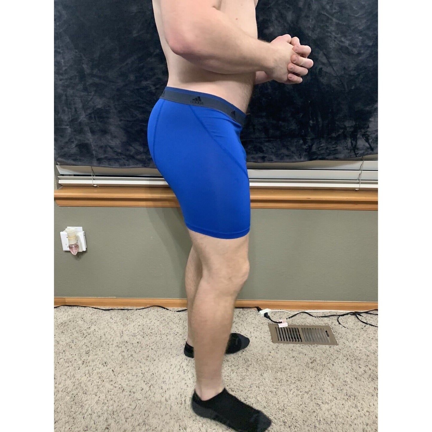 Men’s Adidas 9% Spandex Compression Shorts Royal Blue XL