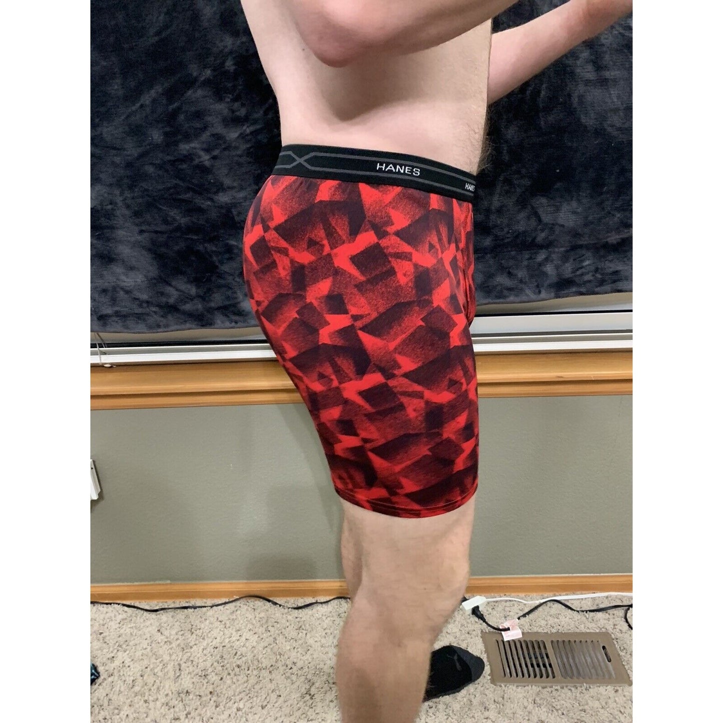 Hanes Men's X-Temp Comfort Cool Boxer Briefs, Red/Black Moisture Wicking Large