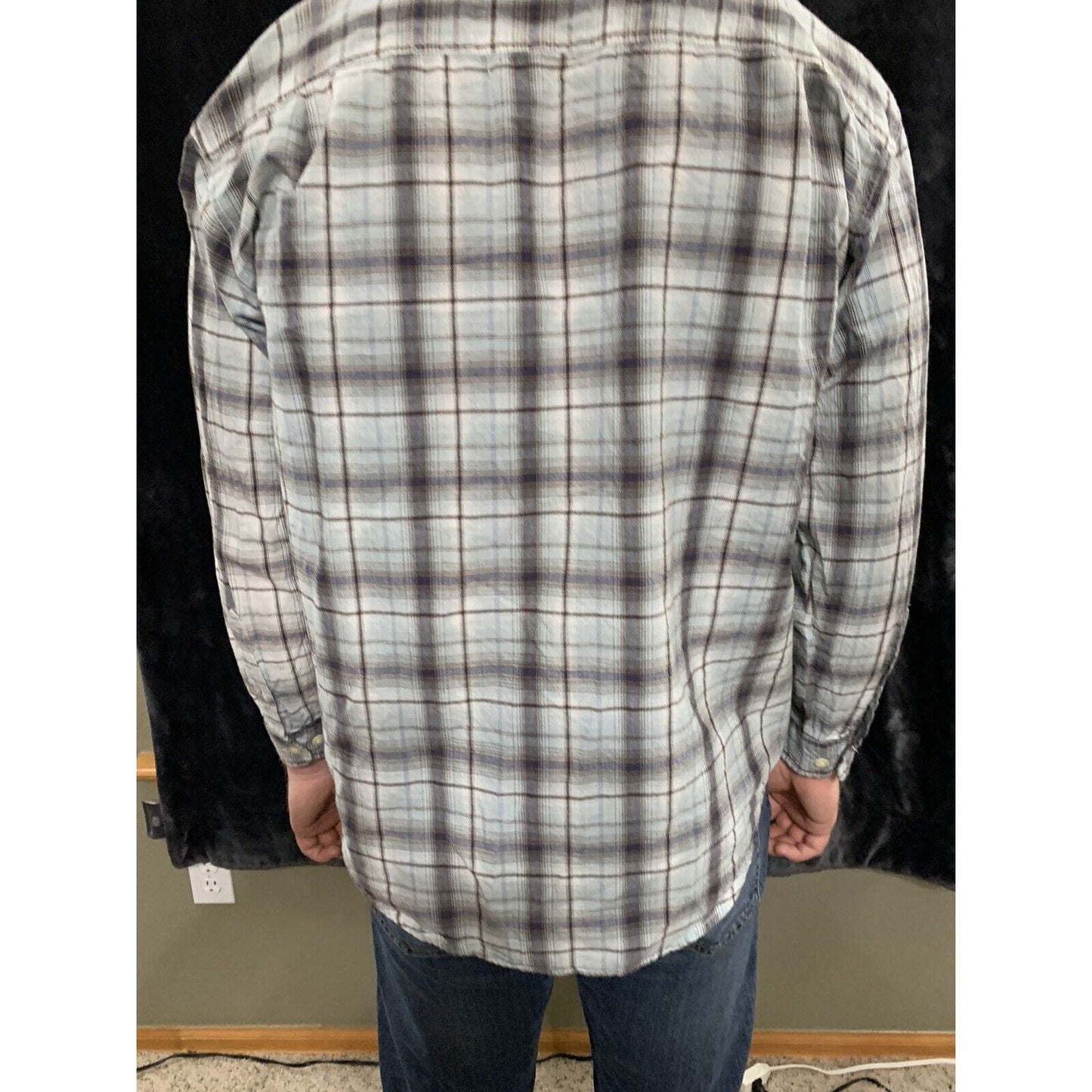 Decoded Plaid Button Up Shirt Men’s Size Button Up Brown/Blue/tan