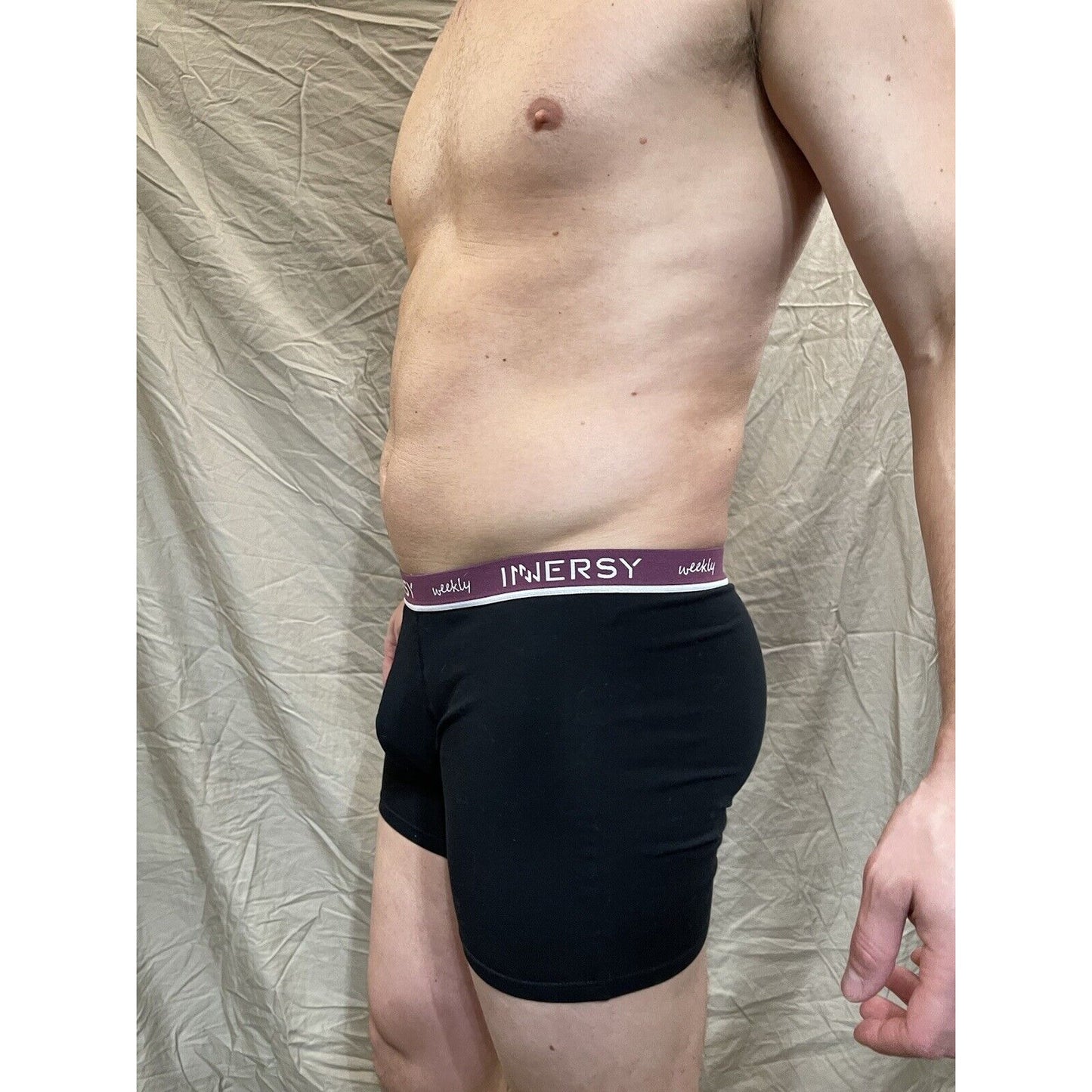 Inersy Weekly Men's black boxer briefs Purple band New And Unworn Large