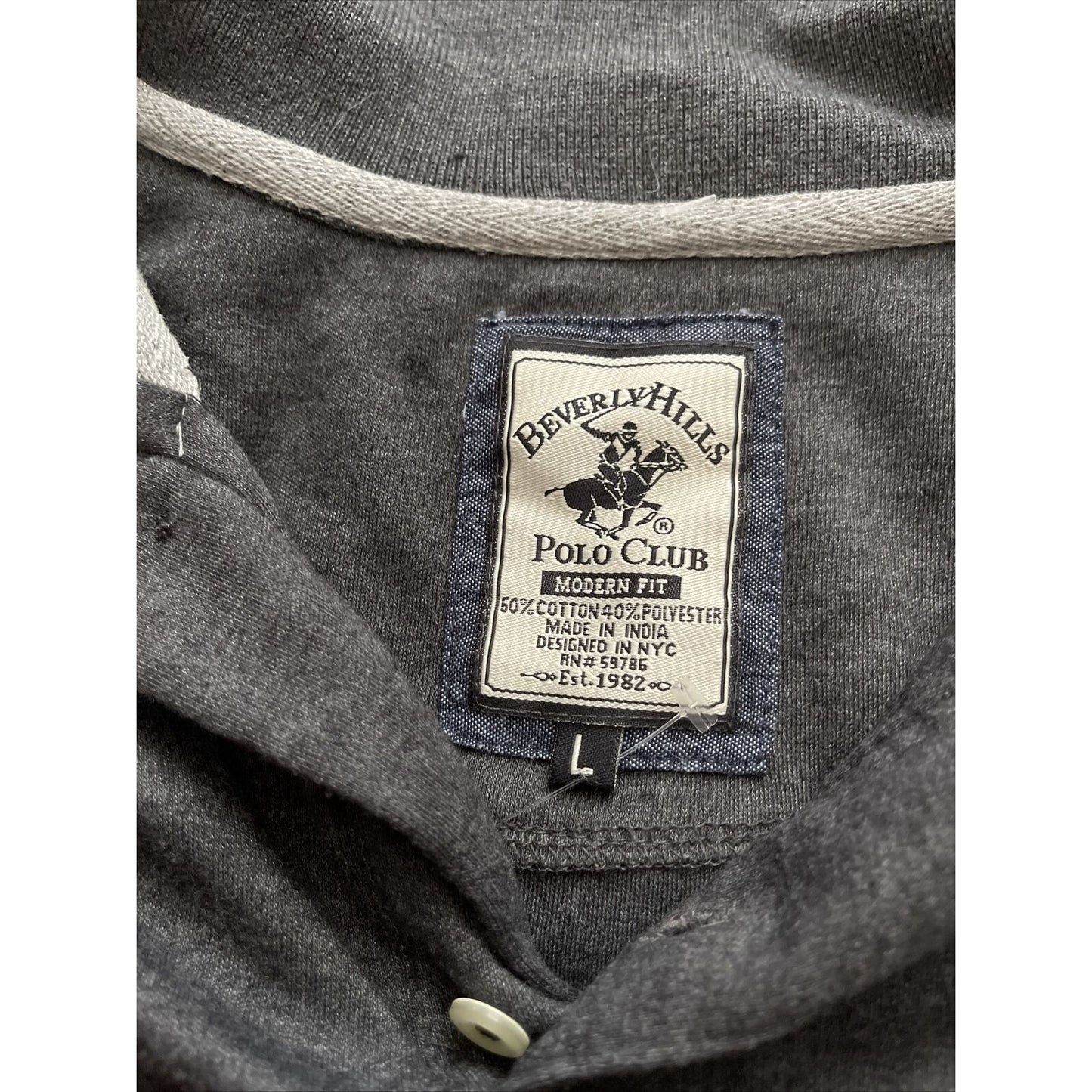 Men’s Beverly Hills Polo Club Polo Shirt Modern Fit Large Gray