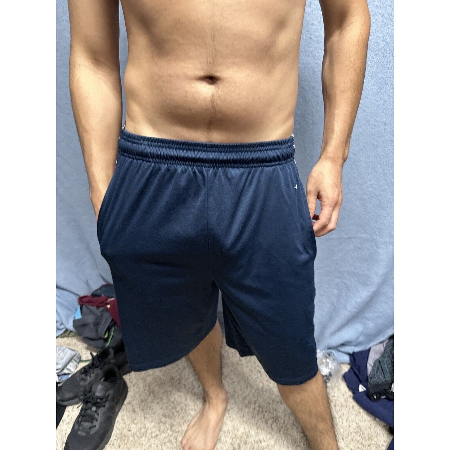 Men’s Badger Sport Small Dark Blue Camo Athletic Shorts With Pockets