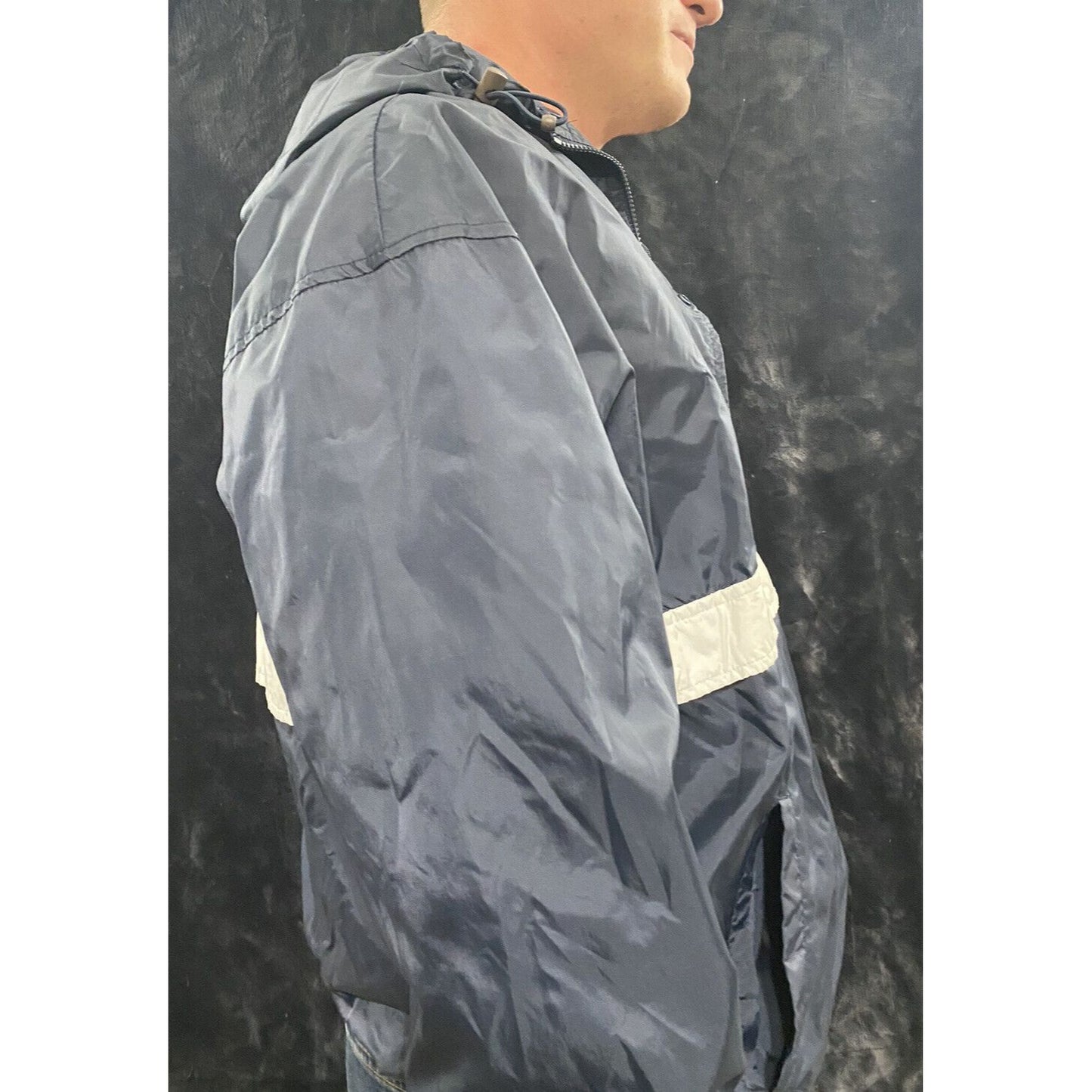 US AIR FORCE Holloway Men’s Large Windbreaker Navy Blue Jacket w/ White Stripe