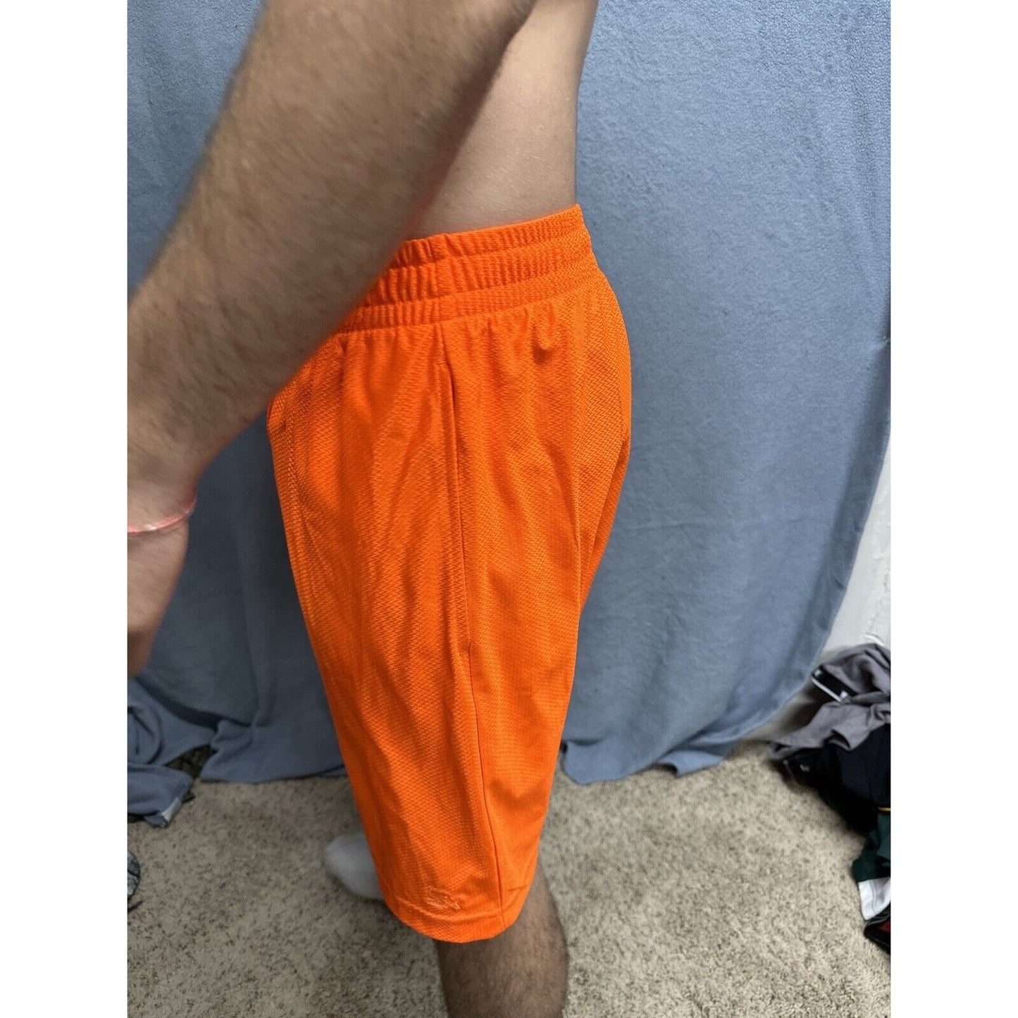 Men’s Neon Orange Starter Medium Athletic Shorts With Pockets