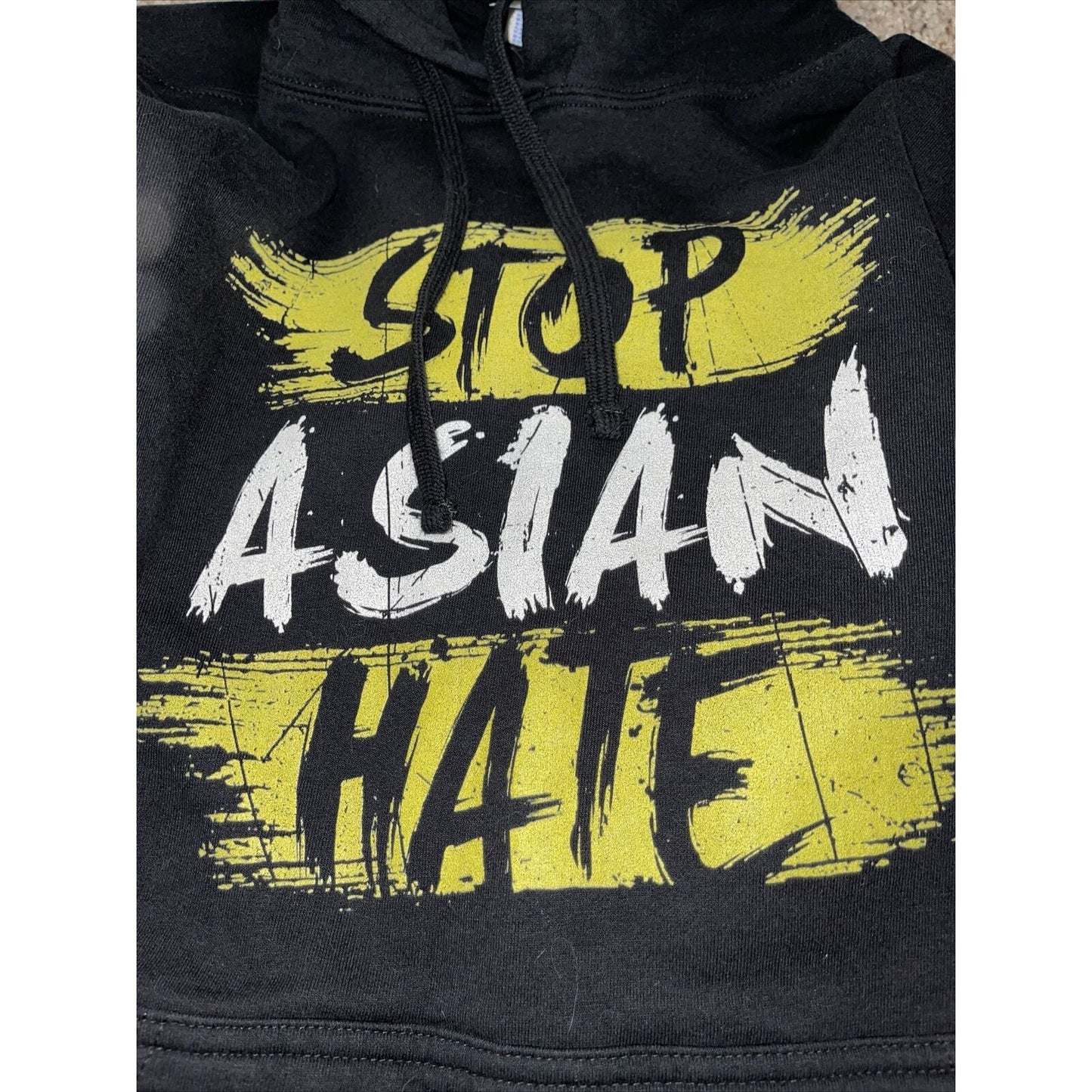 Men’s Medium Black Stop Asian Hate Hoodie Port & Company
