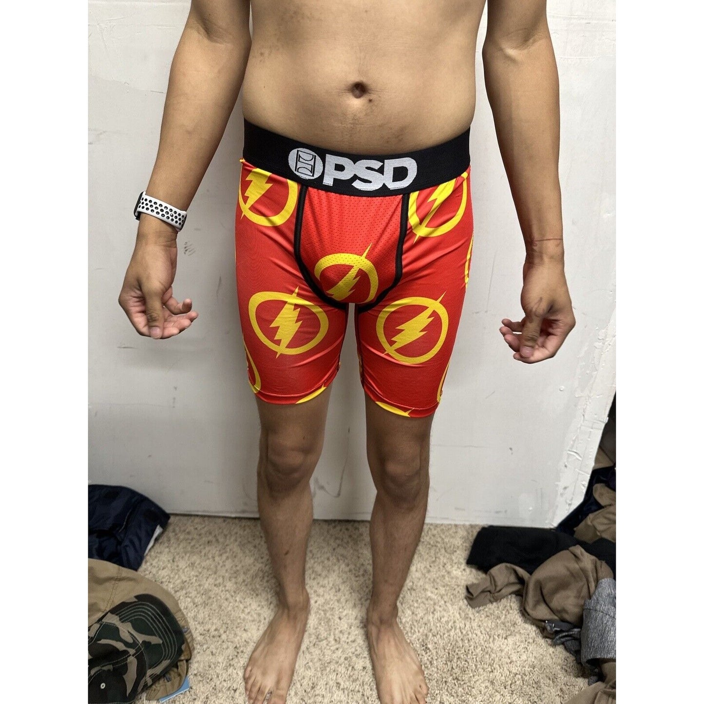 Men’s PSD Small Boxer Briefs Red Orange Flash Design
