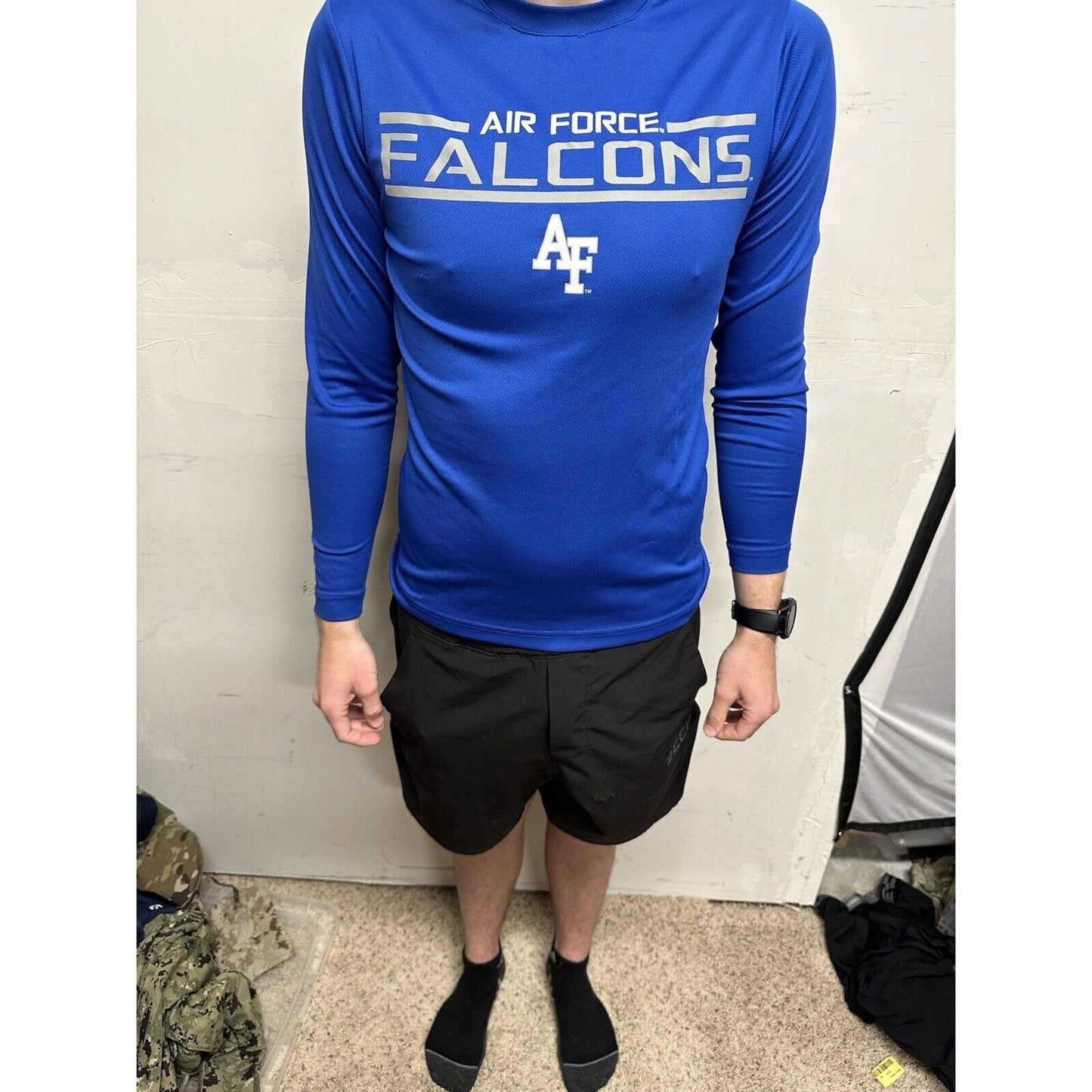Men’s Blue USAFA Small Falcons Long Sleeve Air Force Pullover Shirt