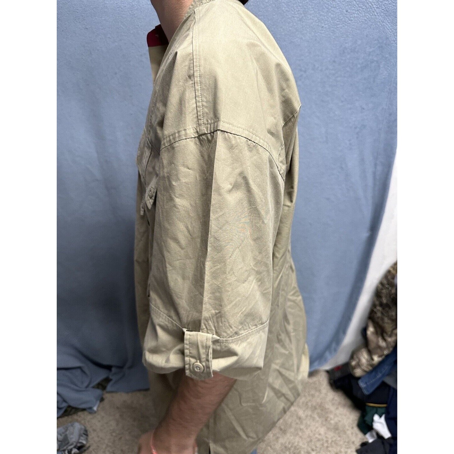 Men’s Khaki Raider Jean Company Large Short Sleeve Button Up Shirt