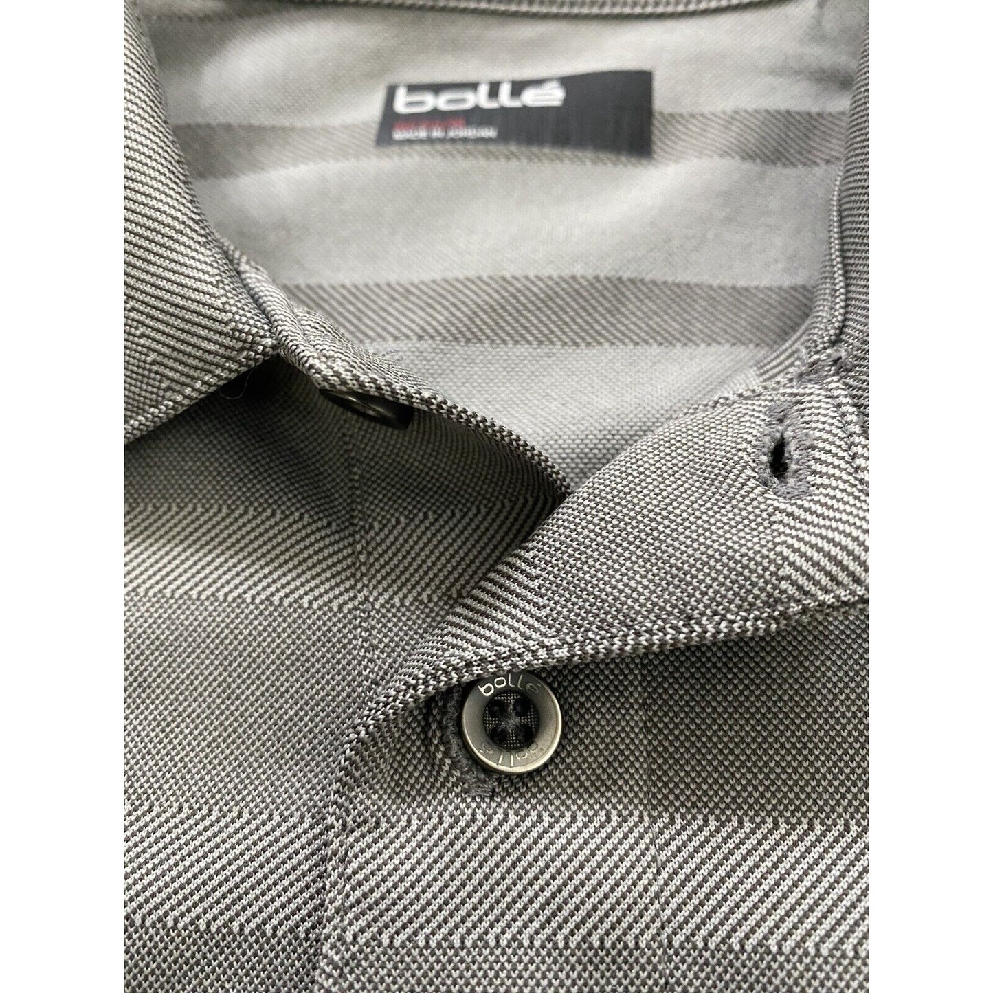Bolle Men's Short Sleeve Performance Polo Shirt Tornado Stripes Gray Size Medium