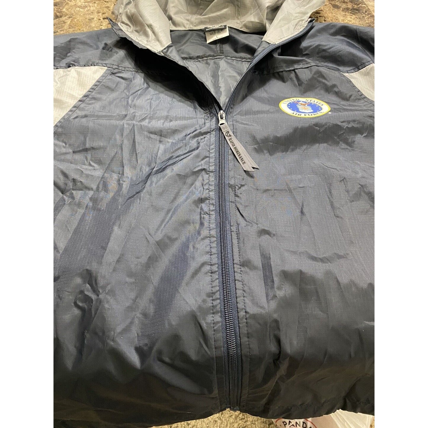 U.S. AIR FORCE Rapid Dominance Men’s Large Navy Blue Windbreaker Jacket Hoodie