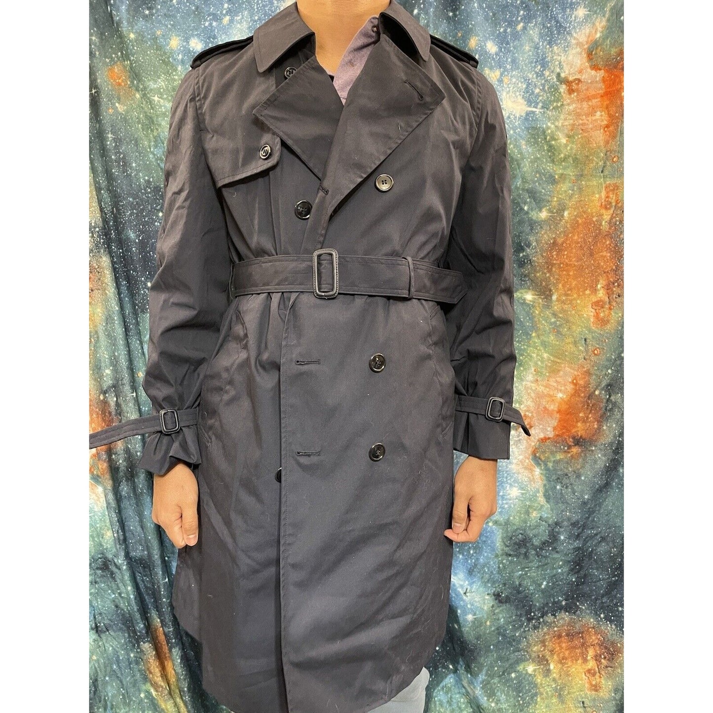 Air Force Dress Blues Trenchcoat with liner 40R Dark Blue