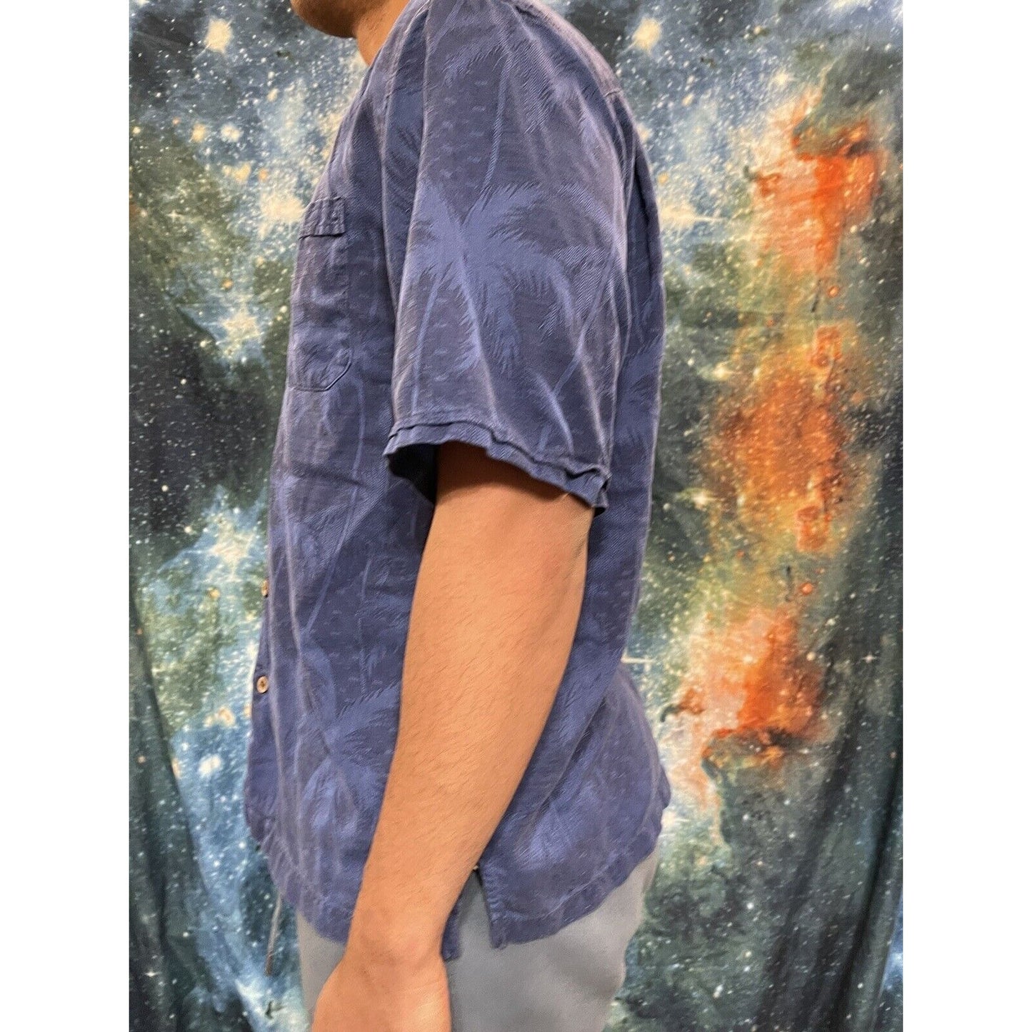 Jamaica Jaxx Blue Tropical Men’s Large button up short sleve shirt