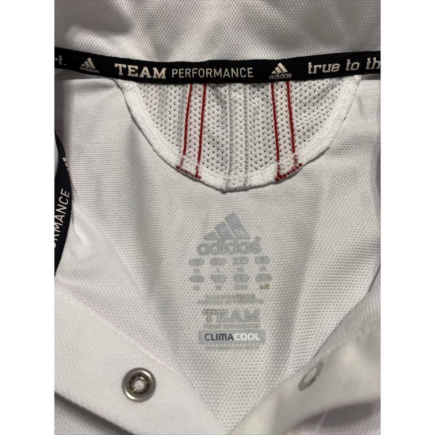 Adidas Team Performance Women’s Large White Red Athletic Climacool Polo Shirt