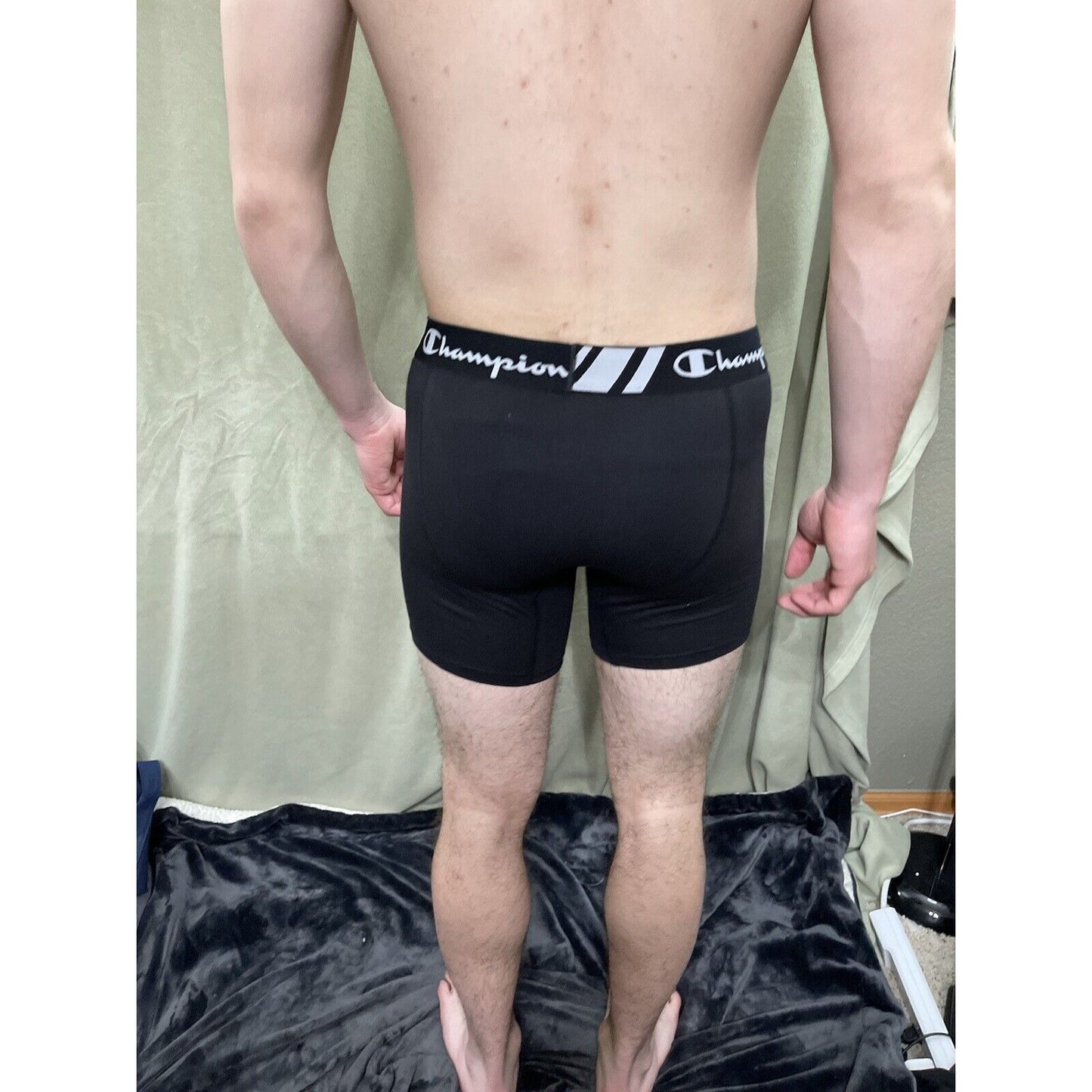 Champion Men's Boxer Briefs Underwear Size Medium Black 5% Spandex New