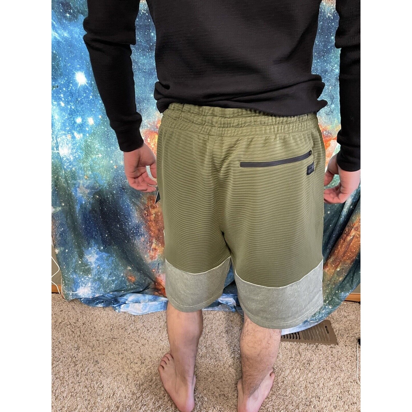 Michael Strahan Olive Green/gray Quick-Dri premium ultra fleece shorts XL