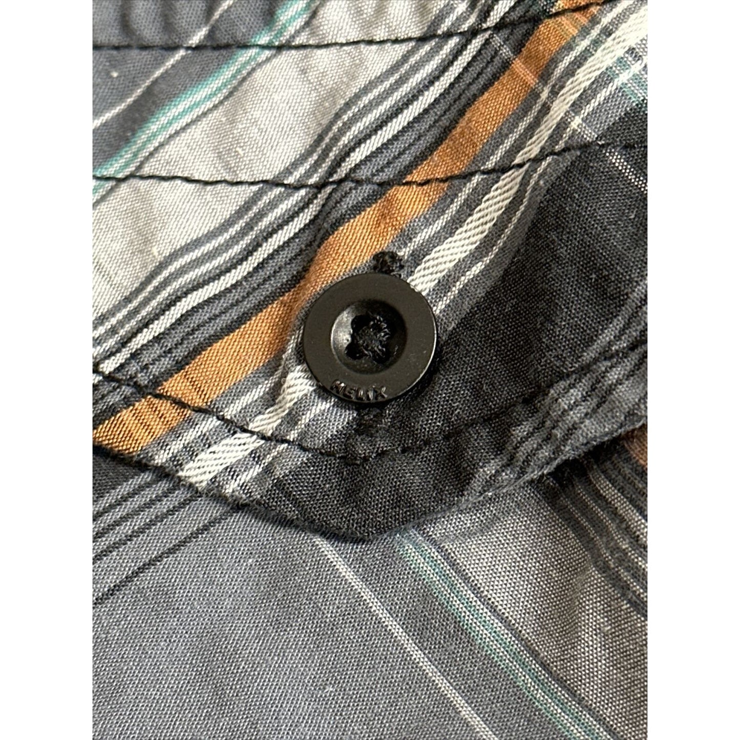 men’s button up helix large gray plaid shirt