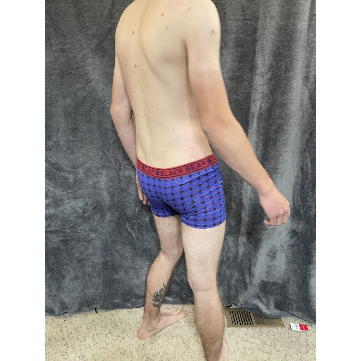 men's medium athletic trunk style black bear boxer brief Blue And Red Plaid