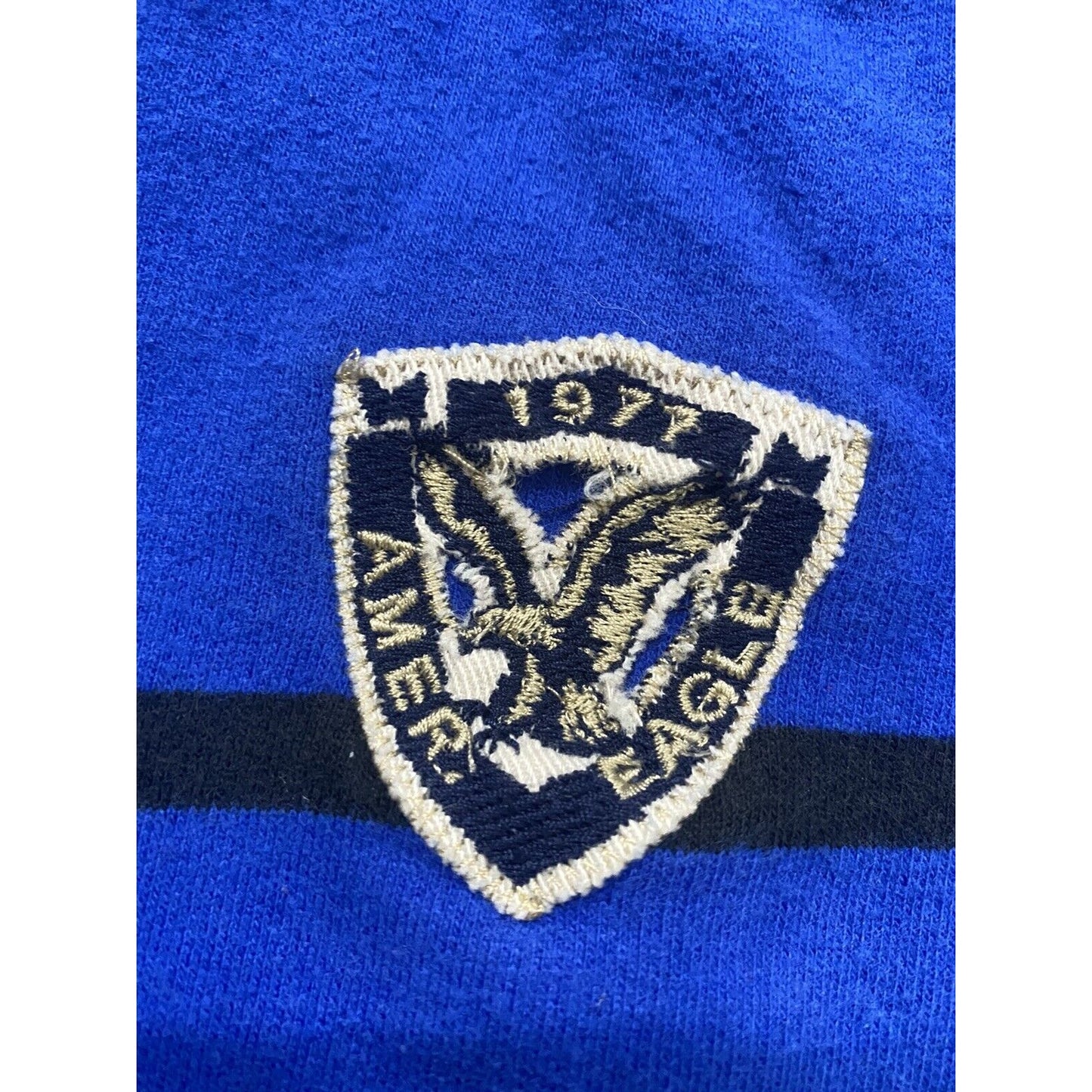 American Eagle Outfitters Royal Blue Striped Mens Small 1/4 Zip Pullover Sweater