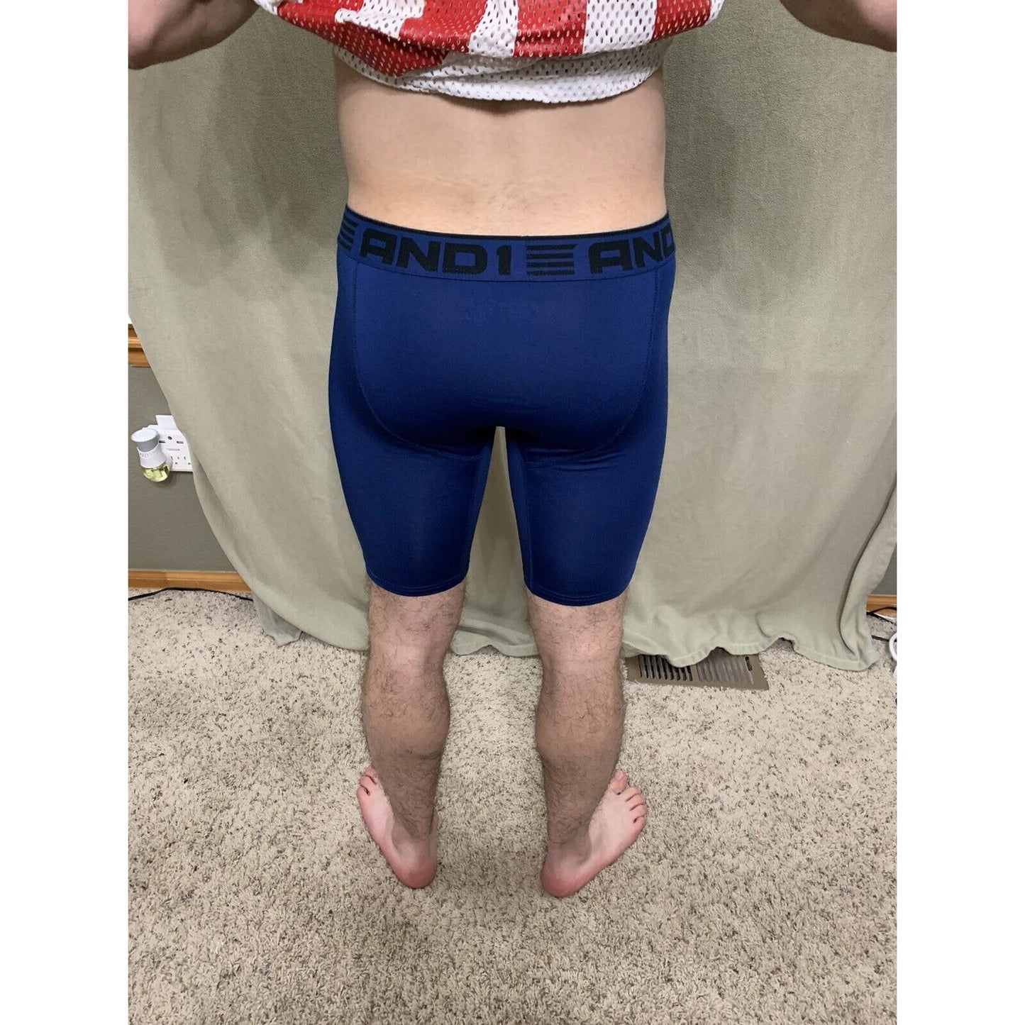 Men’s Blue With Black Band Medium AND1 Compression Performance Boxer Briefs