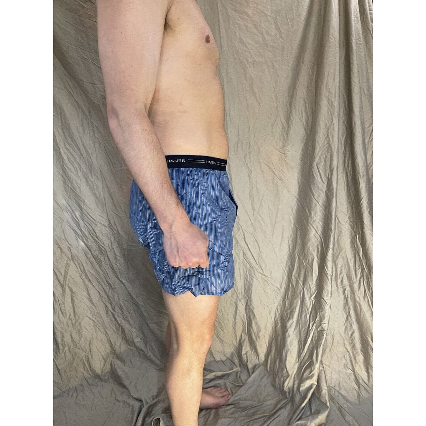 men's large hanes confort flex blue Striped boxer shorts