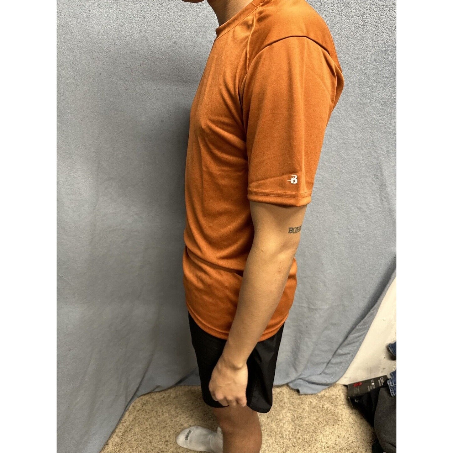 Men’s Small Badger Sport Burnt Orange Short Sleeve Tshirt Polyester