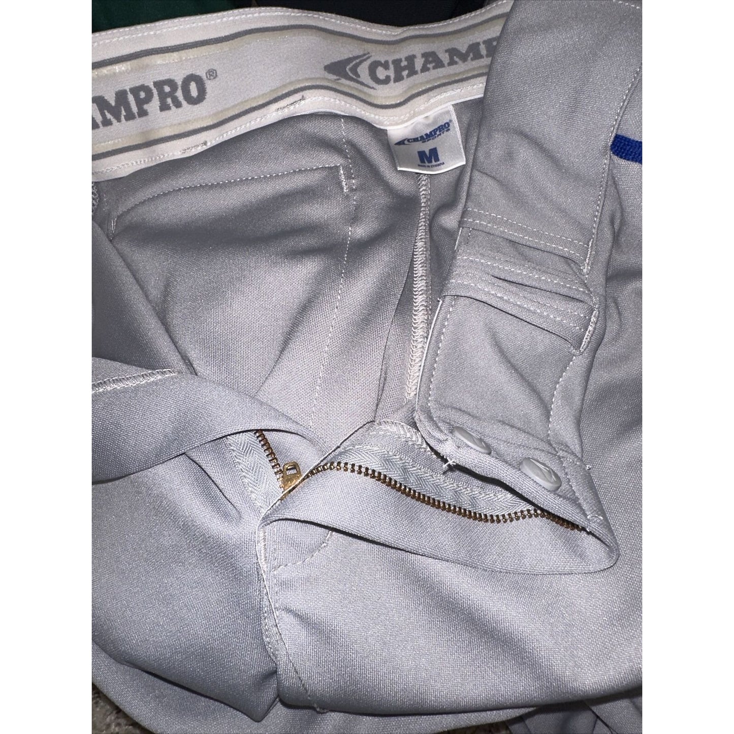 Men’s Gray Champro Adult Medium Baseball Pants With Blue Line