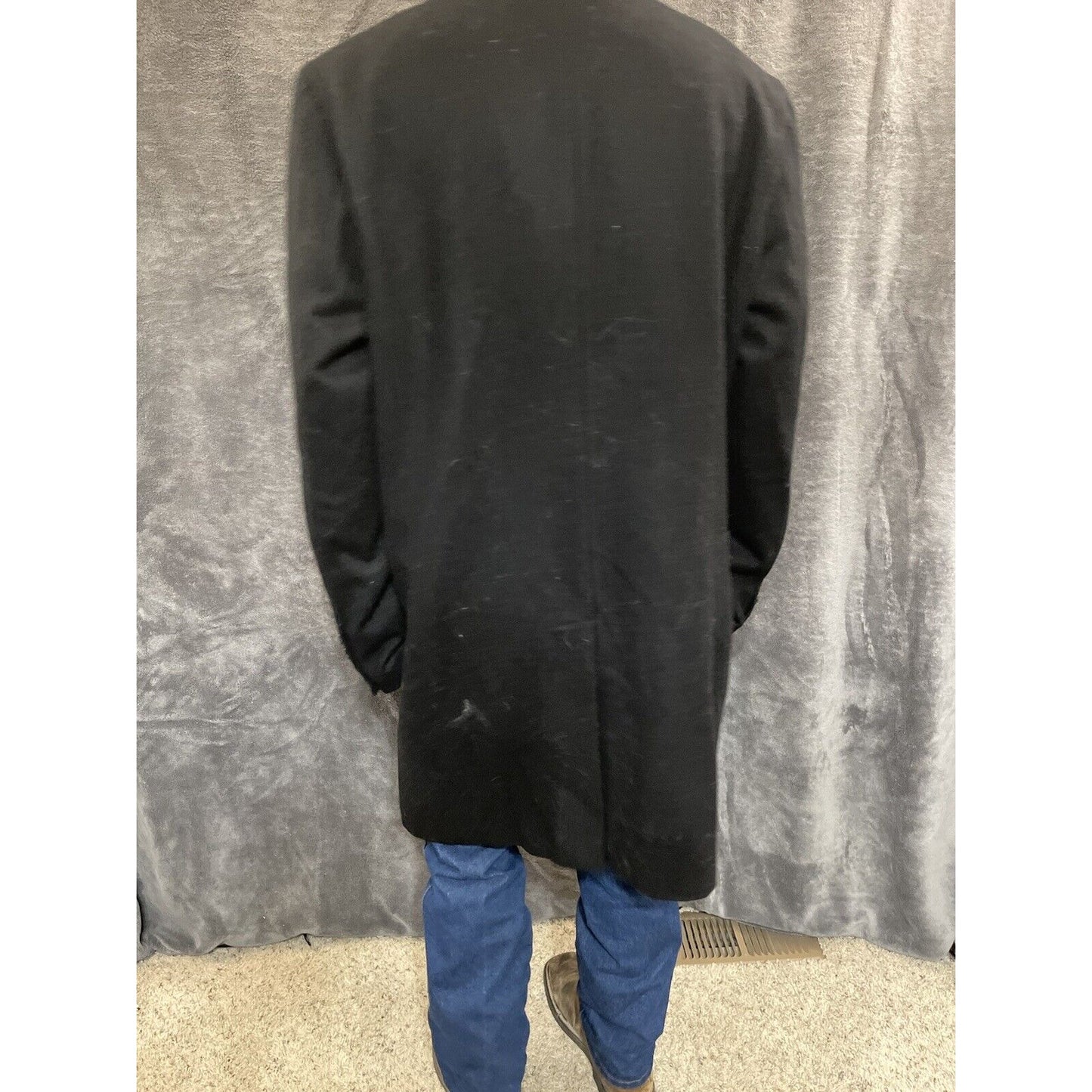 men's large guess jacket overcoat wool poly blend Black