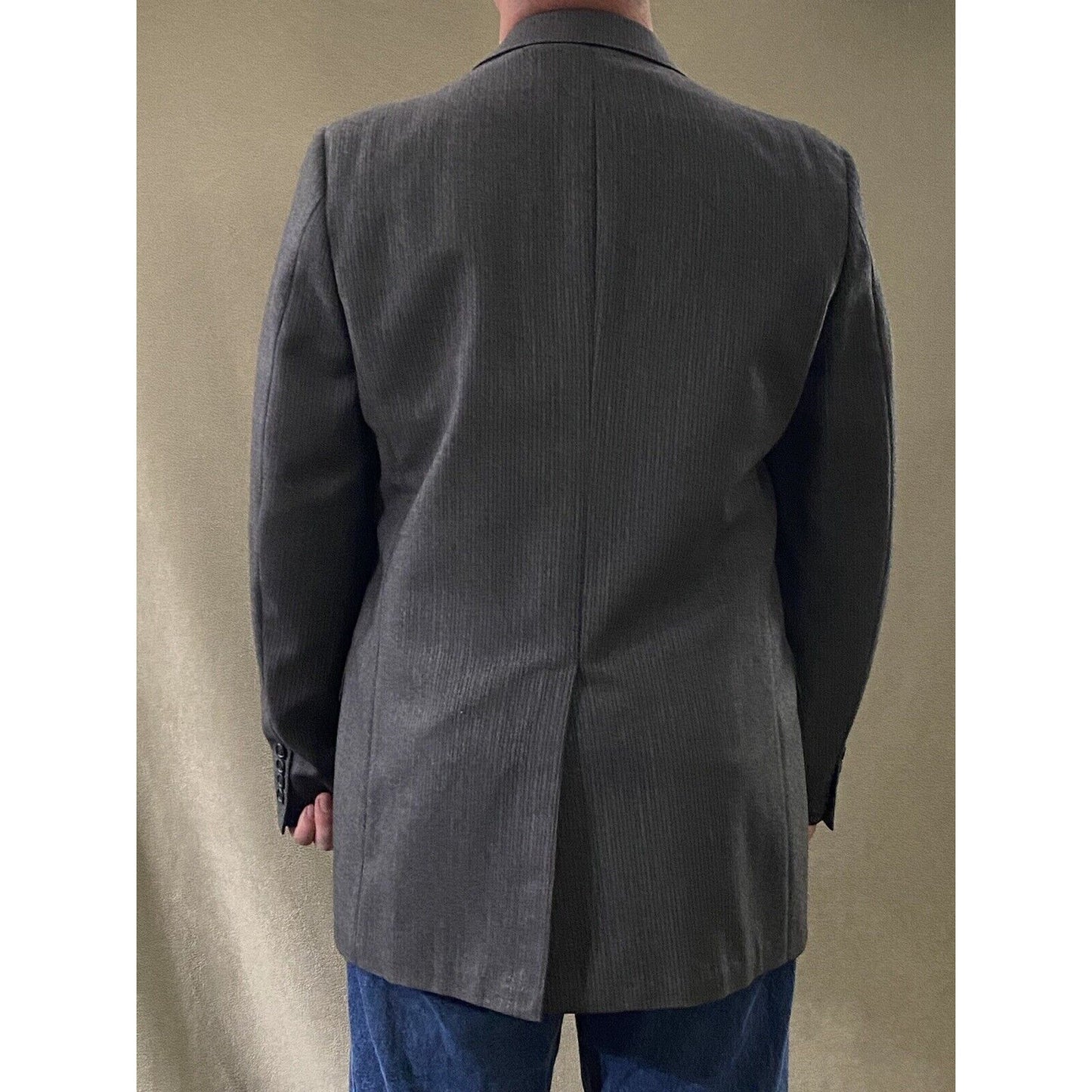Calvin Klein Men’s 41R 100% Wool Charcoal Stripes 2-Button Blazer Jacket
