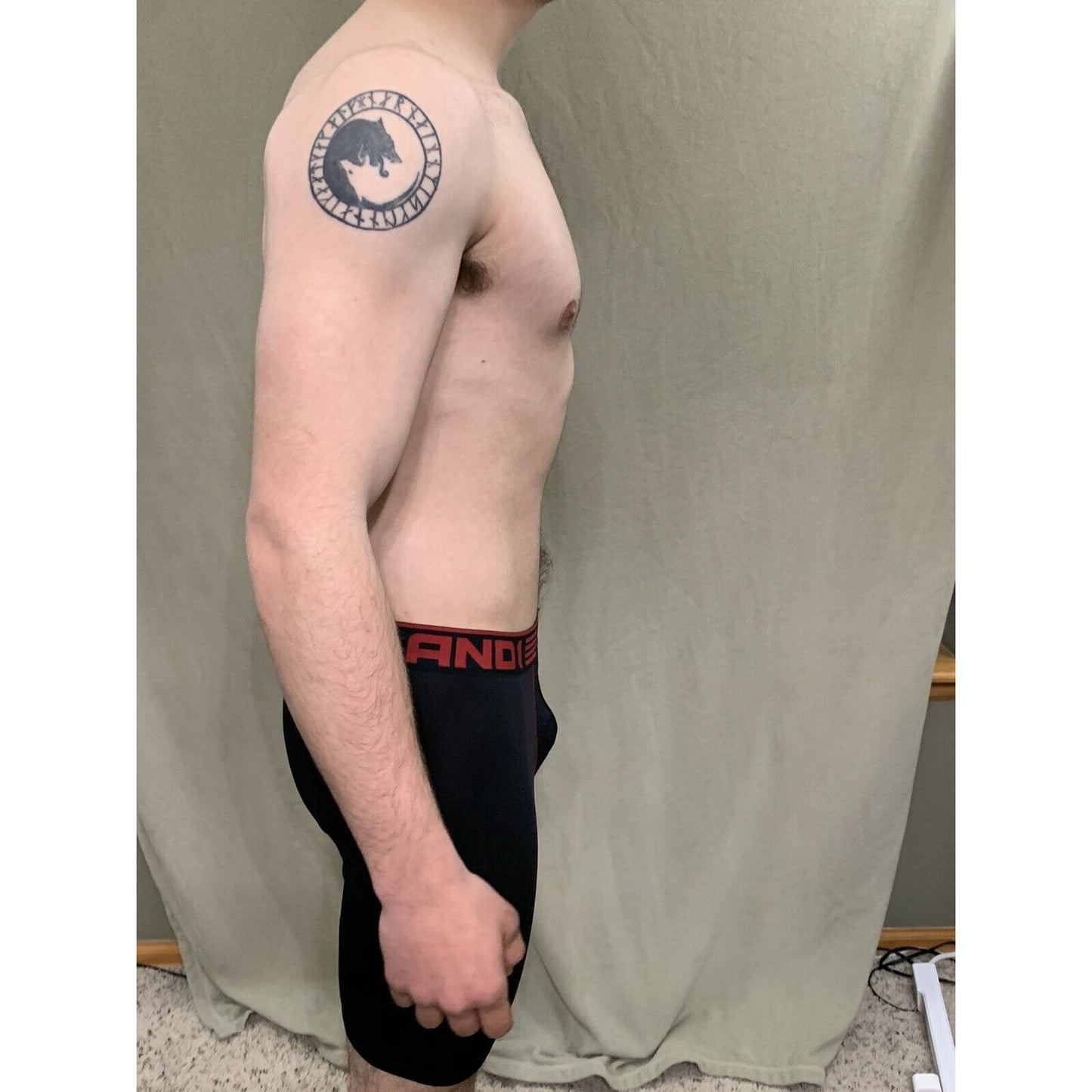Men’s Black With Red Band Medium AND1 Compression Performance Boxer Briefs