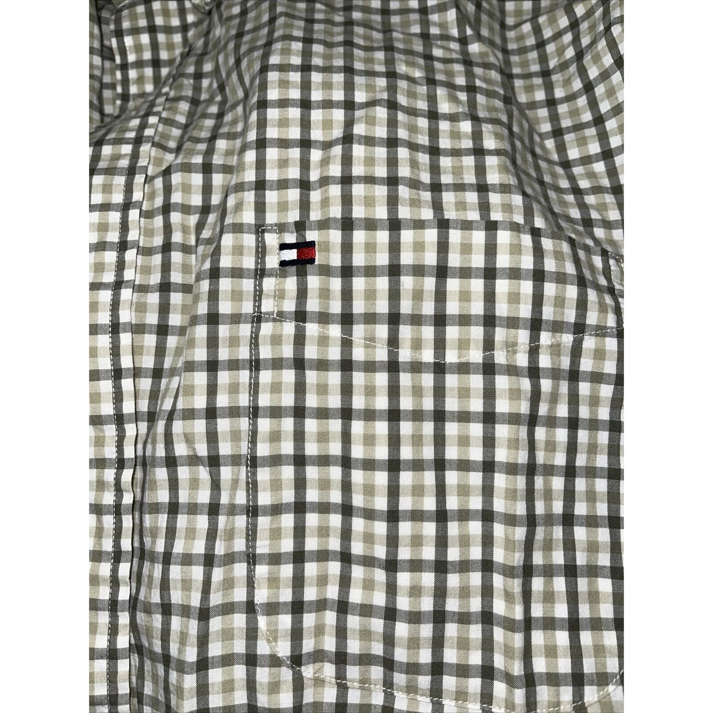 Men’s Tommy Hilfiger XL Long Sleeve Button Up Green white plaid