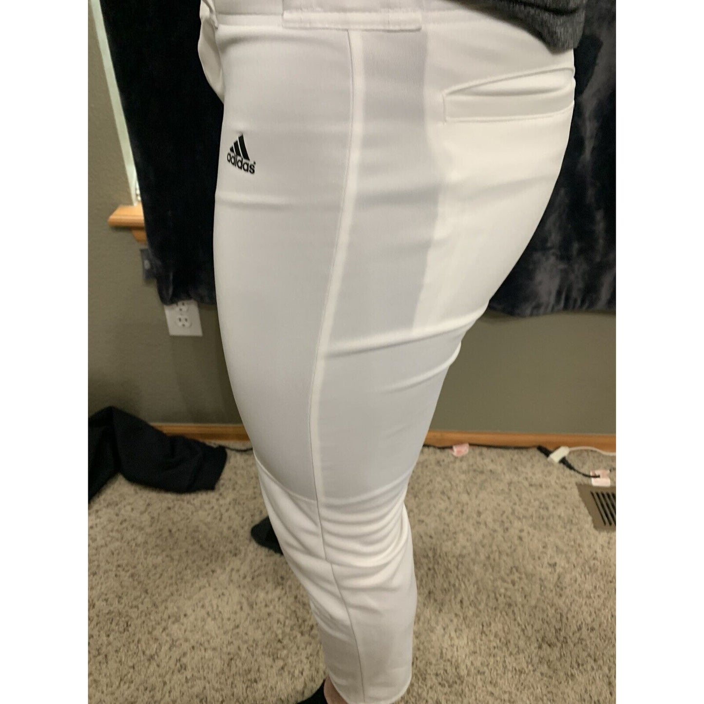 Men’s Adidas Climalite White Polyester Baseball Pants Size Large